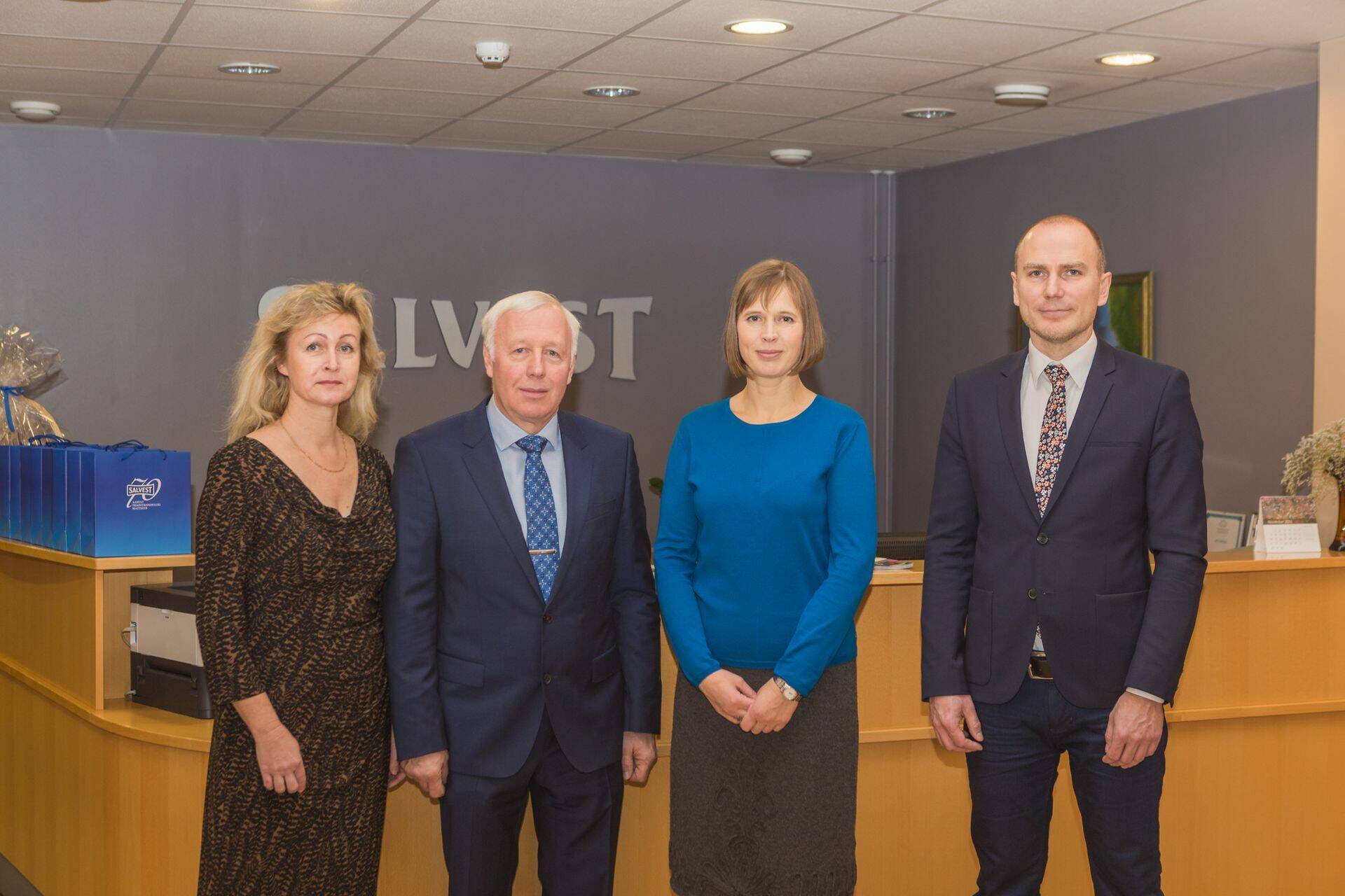 Salvesti omanik Veljo Ipits abikaasaga, president Kersti Kaljulaid, Salvesti tegevjuht Lauri Betlem