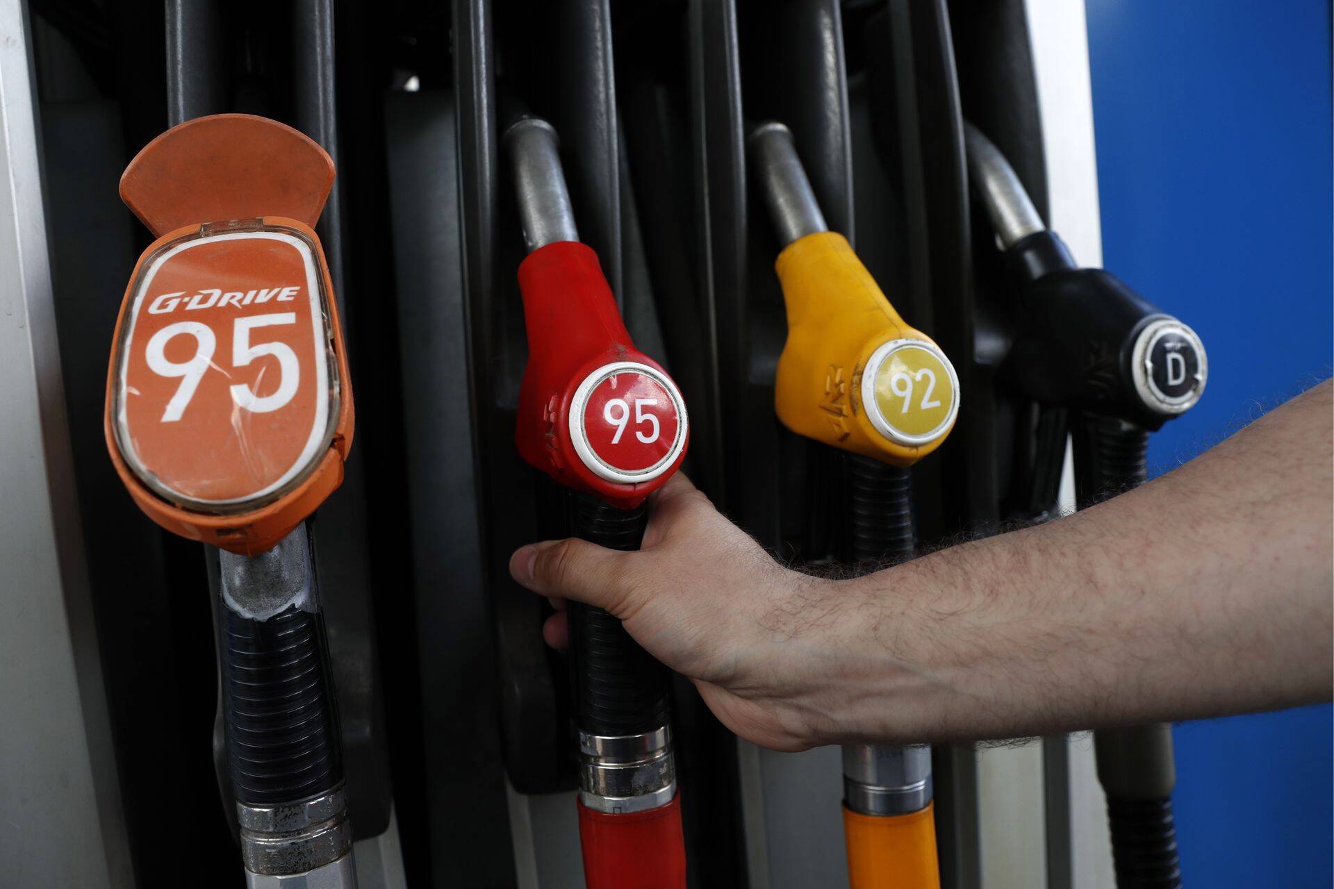 MOSCOW, RUSSIA - MAY 23, 2018: Fuelling guns at a Gazprom petrol station in Moscow. Artyom Geodakyan/TASS
