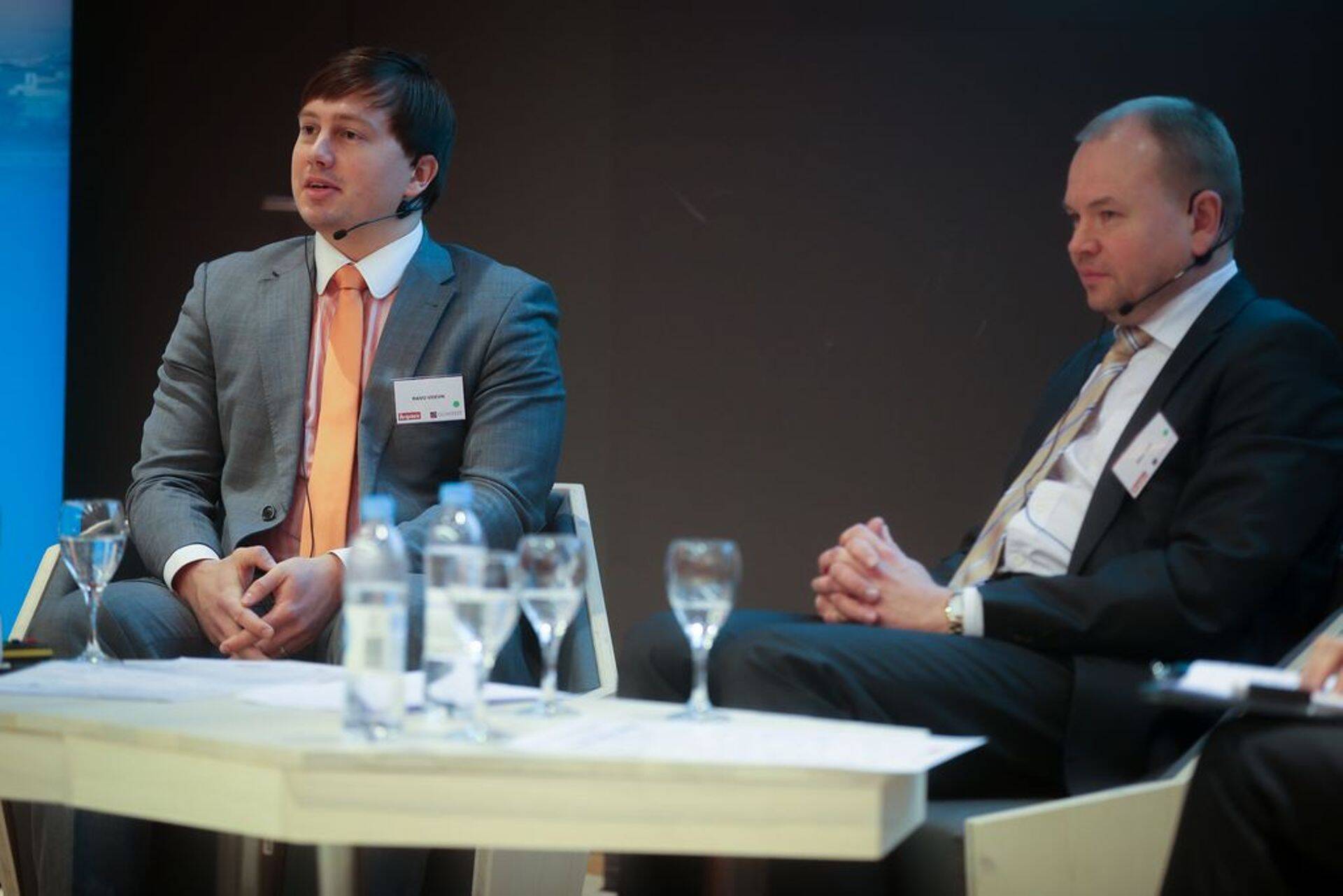 Elektrumi juhatuse liige Raivo Videvik ja konkurentsiameti juht Märt ots tänasel Energia aastakonverentsil.