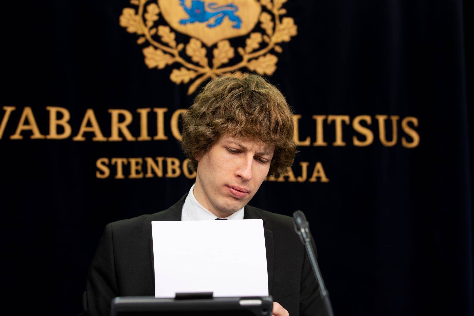 Sotsiaalminister Tanel Kiik valitsuse pressikonverentsil