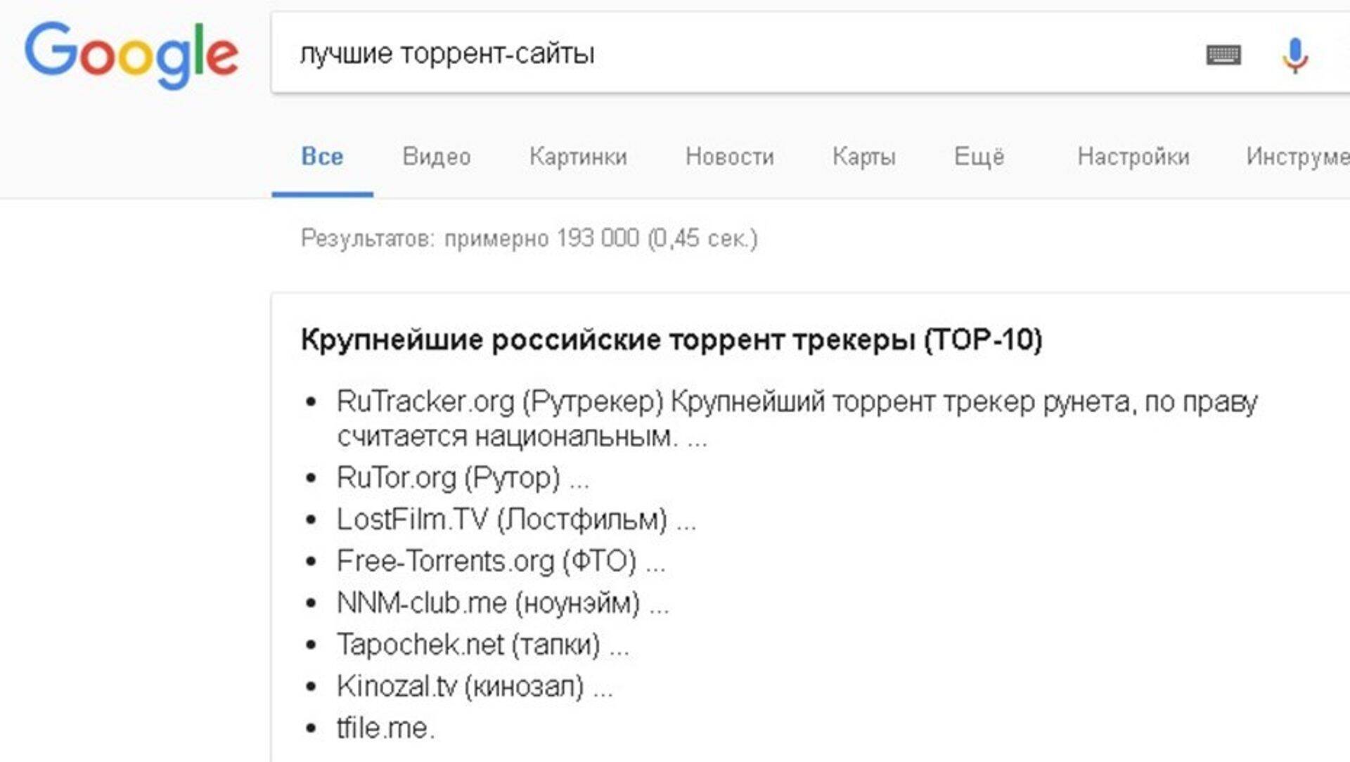 Google прорекламировал лучшие сайты для просмотра пиратского контента