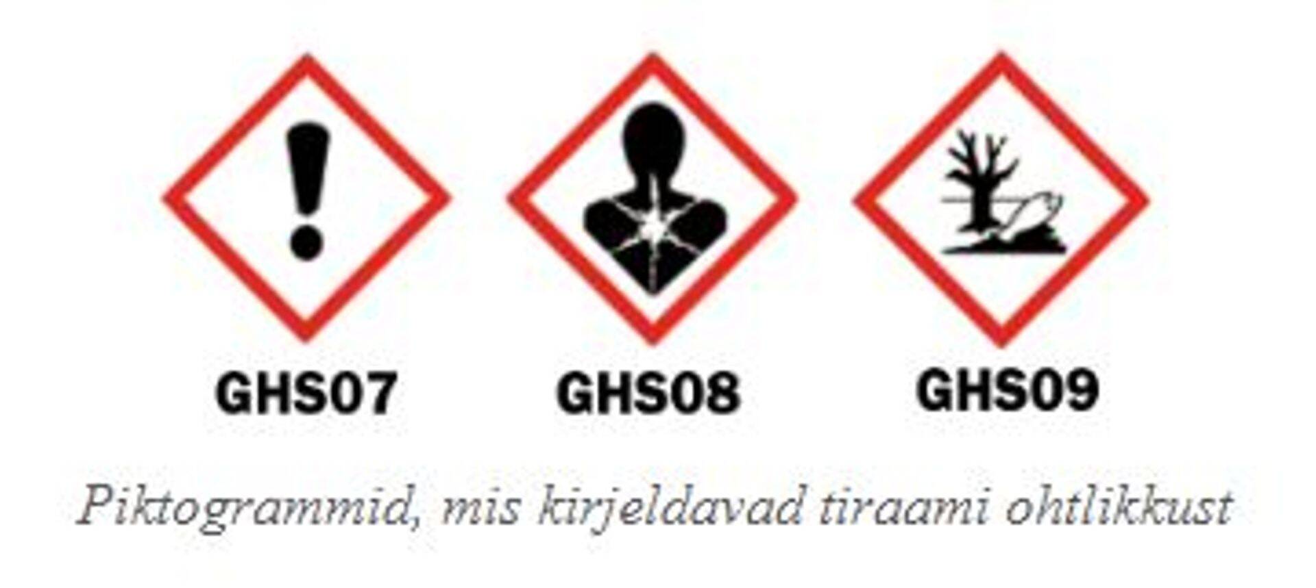 Piktogrammid, mis kirjeldavad tiraami ohtlikkust