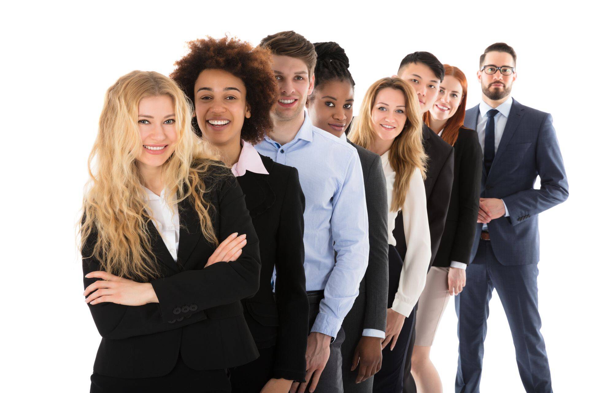 Confident Businesspeople Standing In Row