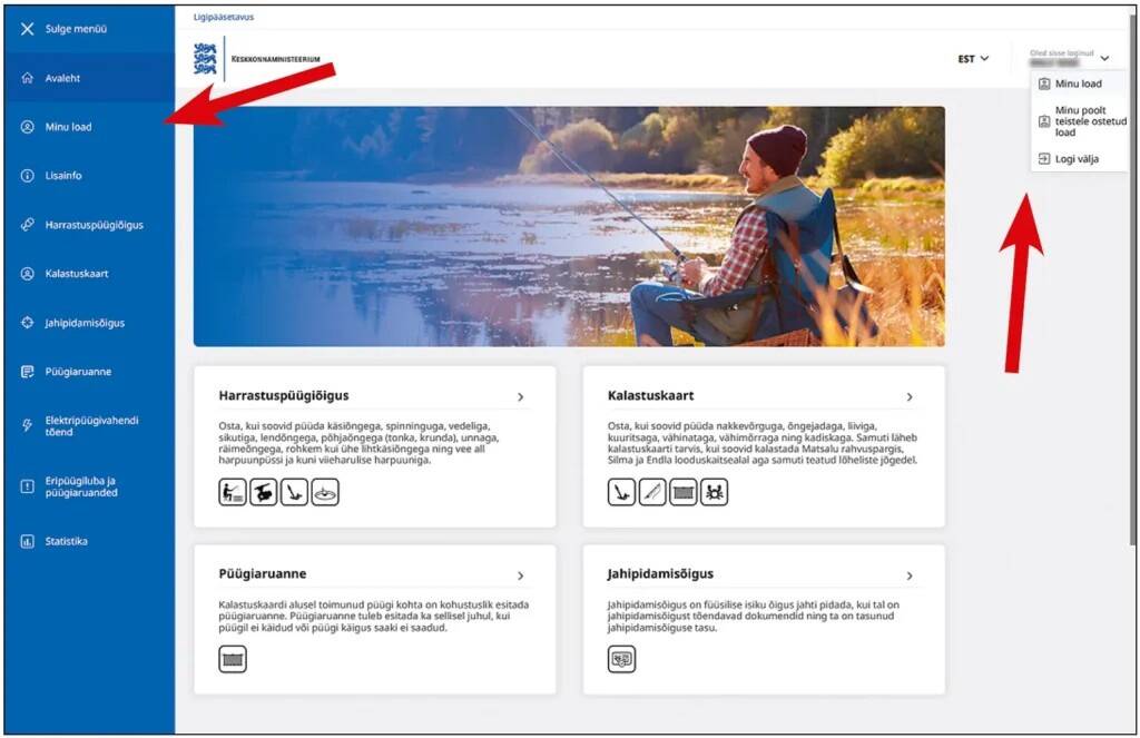 Menüüpunkt „Minu load“ on nüüd kergesti leitav. See on pärast sisse logimist näha nii kasutaja ikoonil klikkides kui vasakpoolses menüüs.