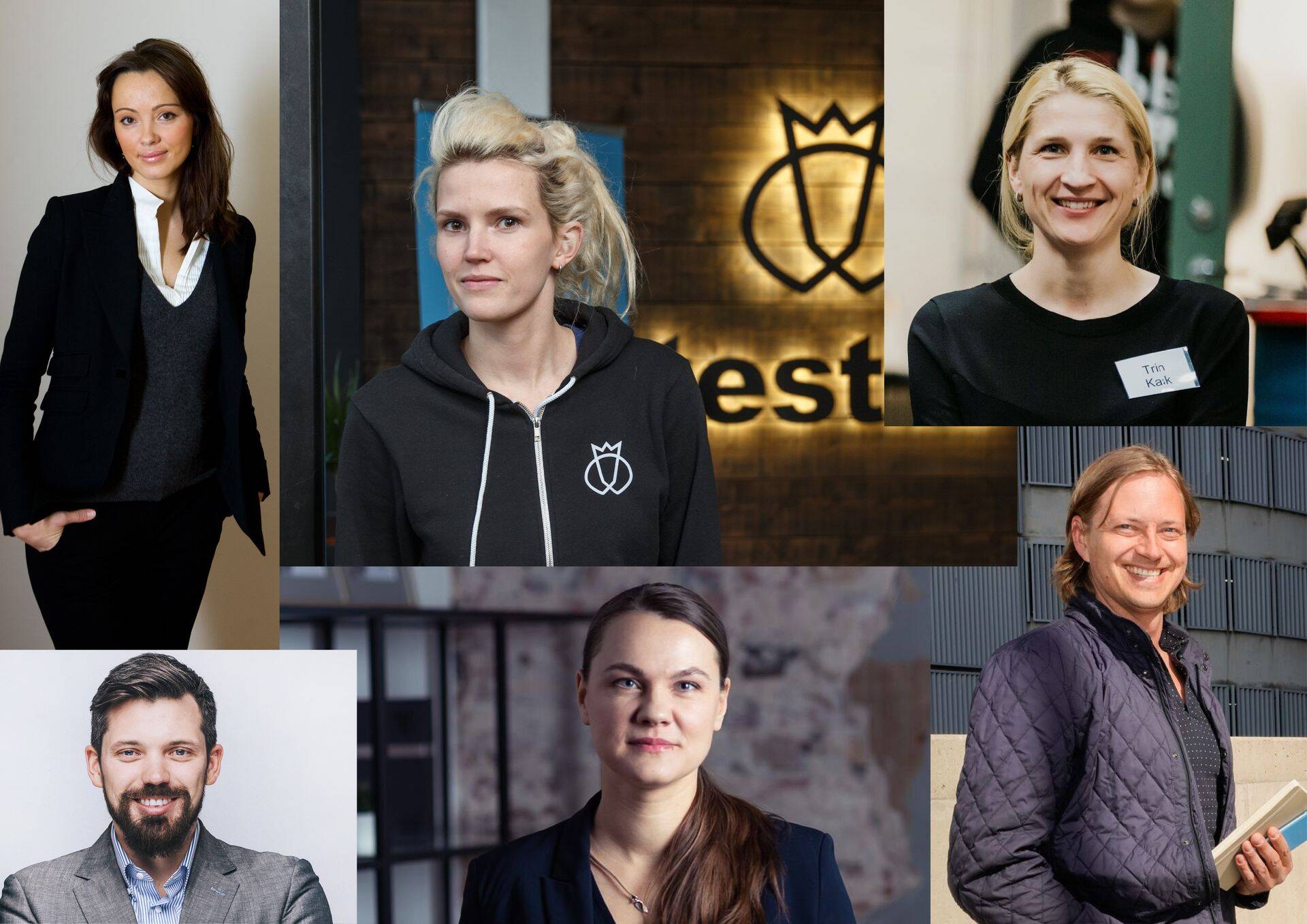 Vastloodud kiirendis Challanger hakkavad naisasutajaid mentordama kogenud idufirmade asutajad ja juhid (vasakult ülevalt) Mariana Hagström (Avokaado), Kristel Kruustük (Testlio), Triin Kask (Asutajate Seltsi juhatuse liige), Eerik Oja (Planet42), Karen K Burns (Fyma) ja Rain Sepp (askRobin).