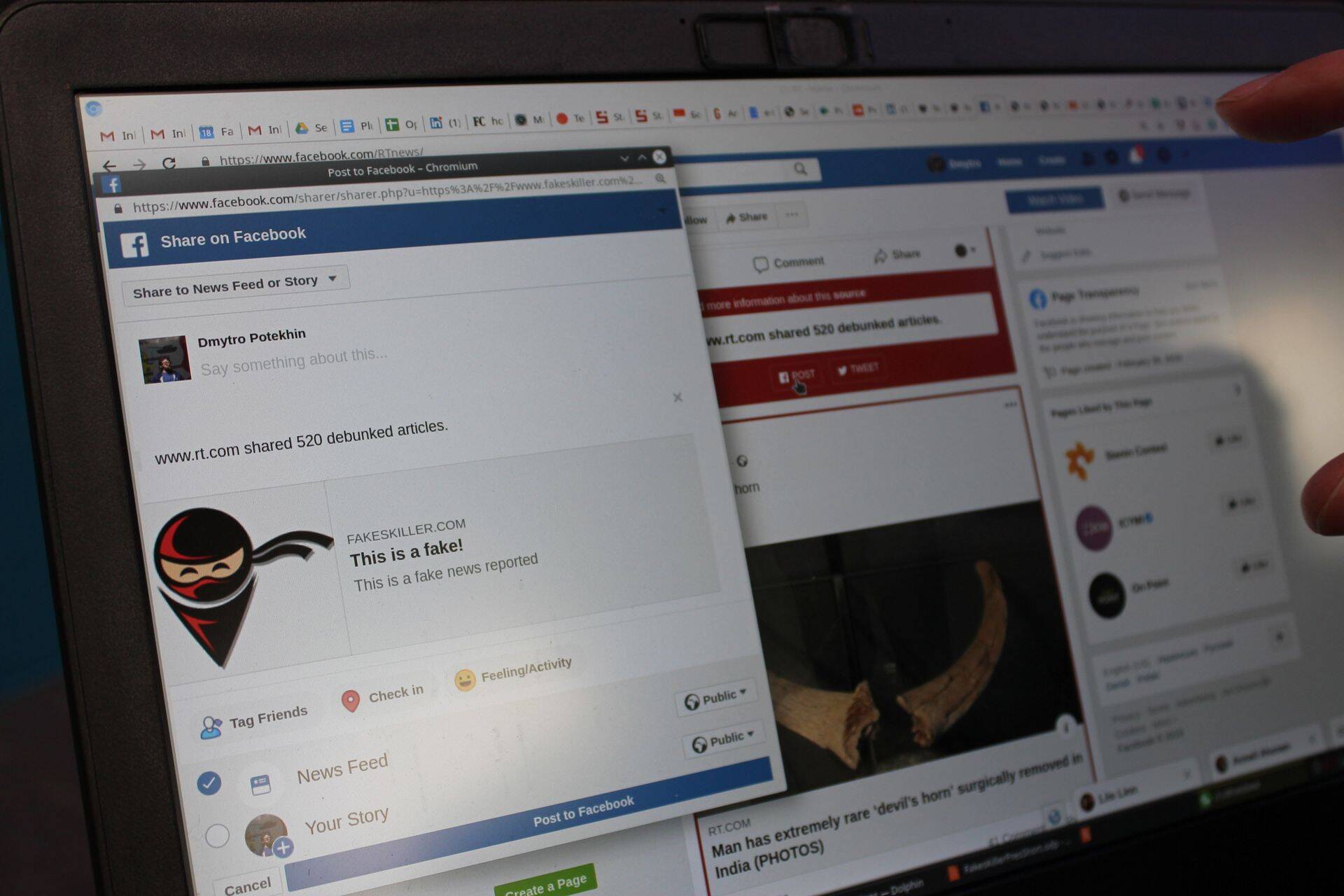 Hoiatus Facebooki lehel, kui on tuvastatud võltsuudis.