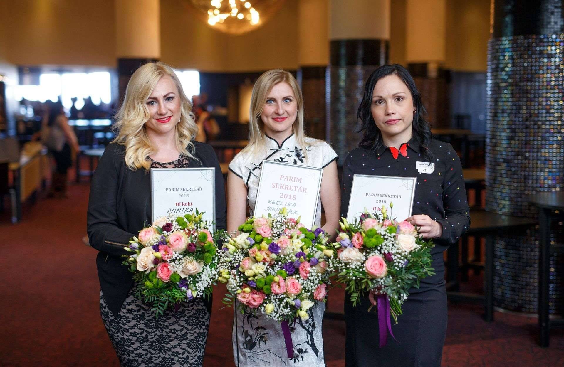 Konkursi “Parim sekretär 2018” esikolmik: (vasakult) Annika Kasemets,Reelika Jaanverk, Anne Urban.