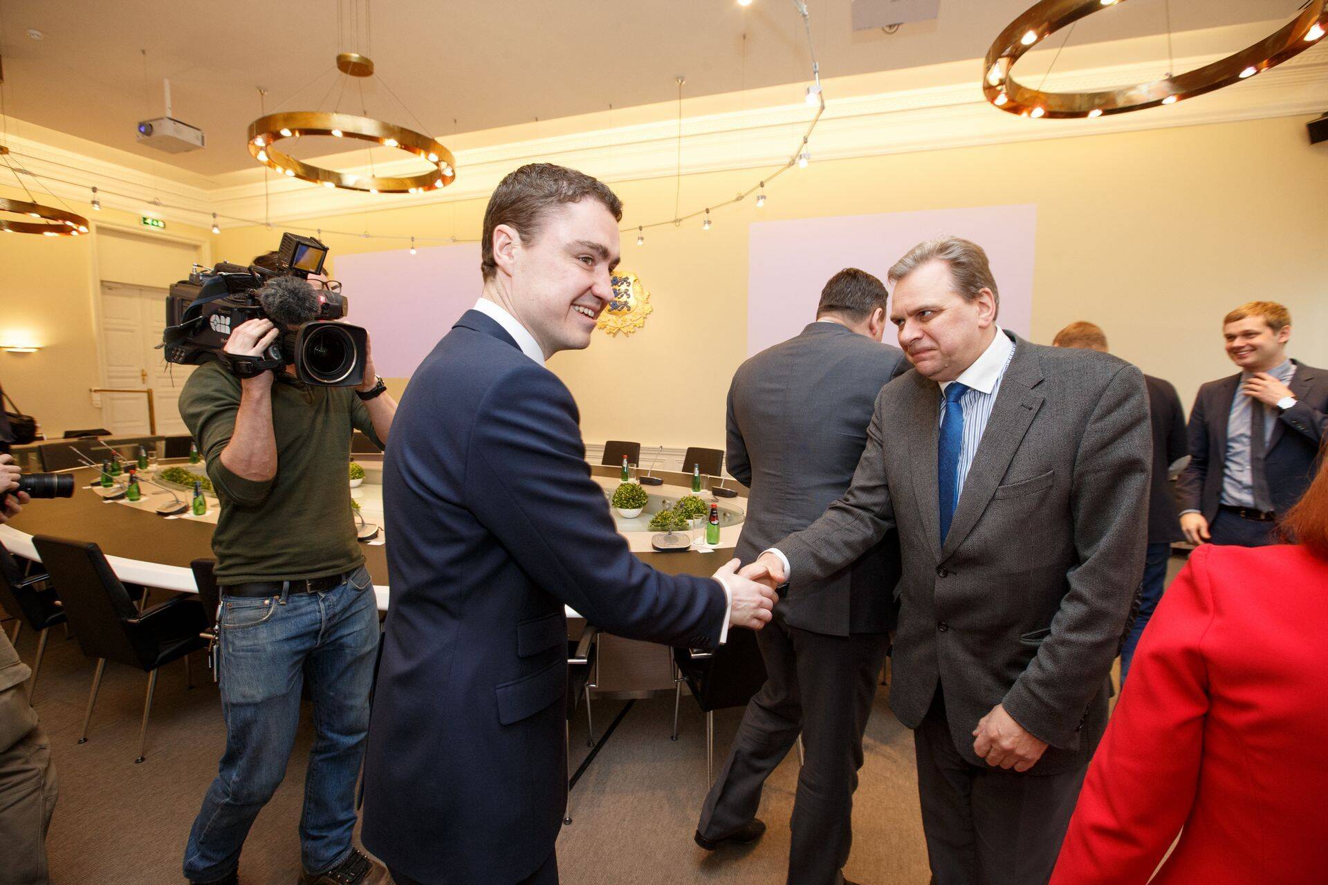 Peaminister Taavi Rõivas ja Vabaerakonna esimees Andres Herkel koalitsiooni läbirääkimiste esimesel kohtumisel möödunud reedel.