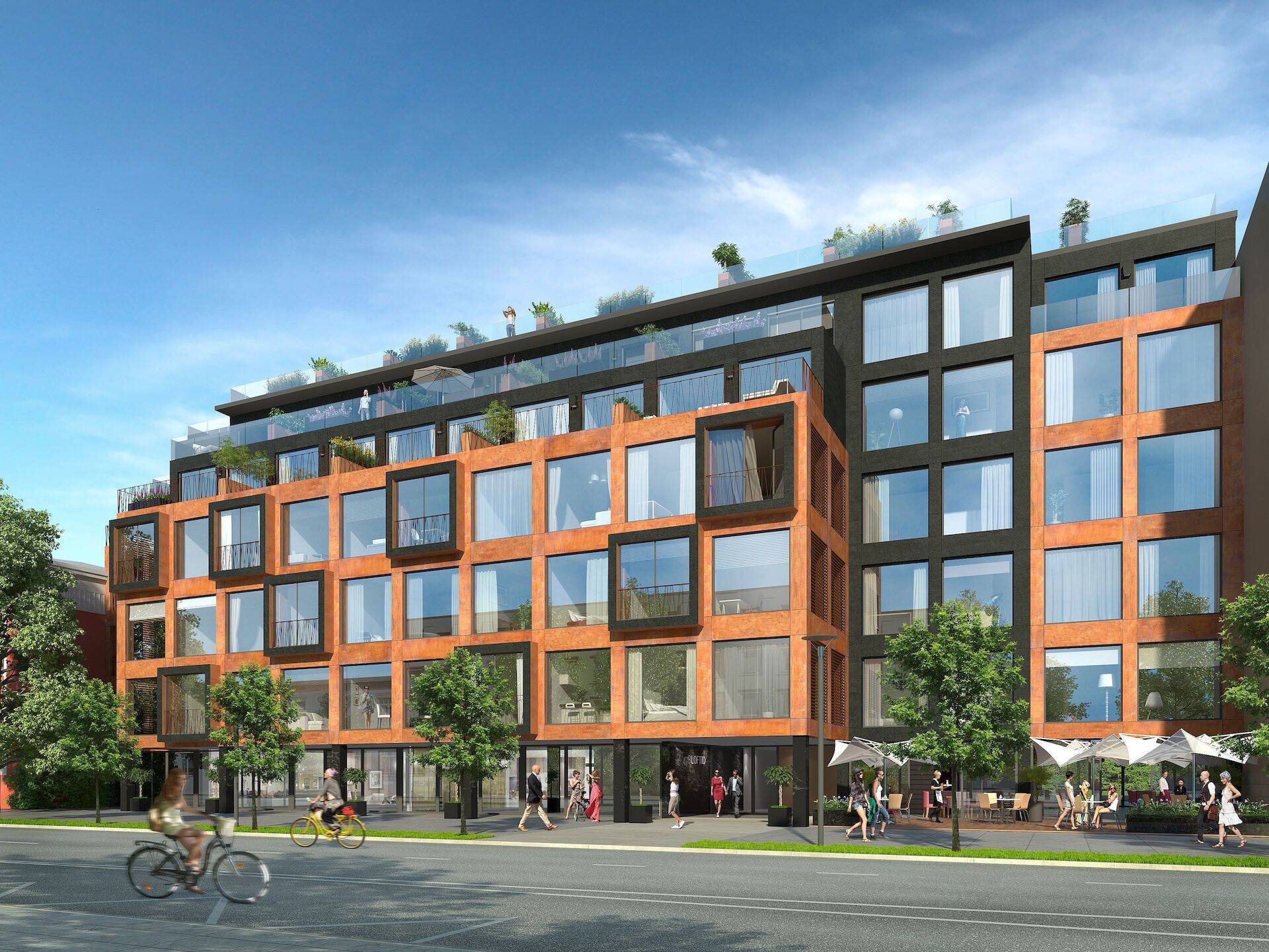 Aadressil Tööstuse 47B sel aastal valmiv katuseterrassidega eluhoone ehitab Metropoli Ehitus OÜ ning projekteerijaks on Apex Arhitektuuribüroo.