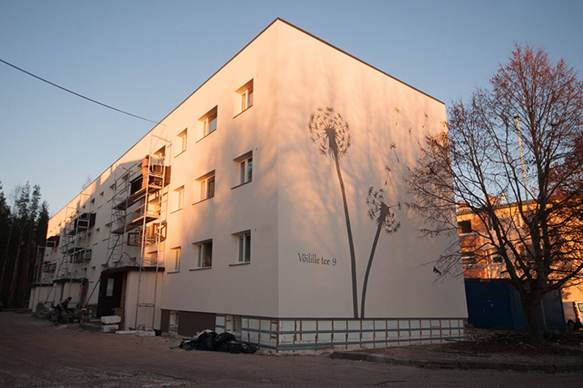 Tartu lähedal Võilille tee 9 asuv seinamaaling.