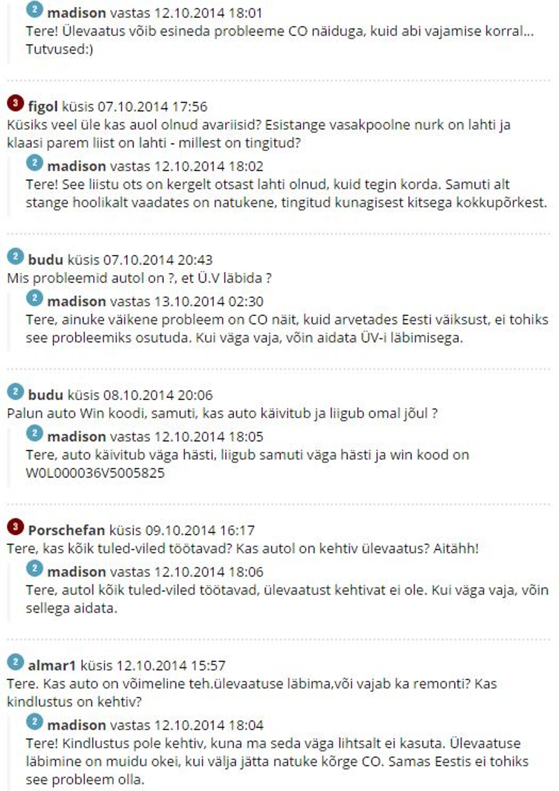 Väljavõte osta.ee portaalist.