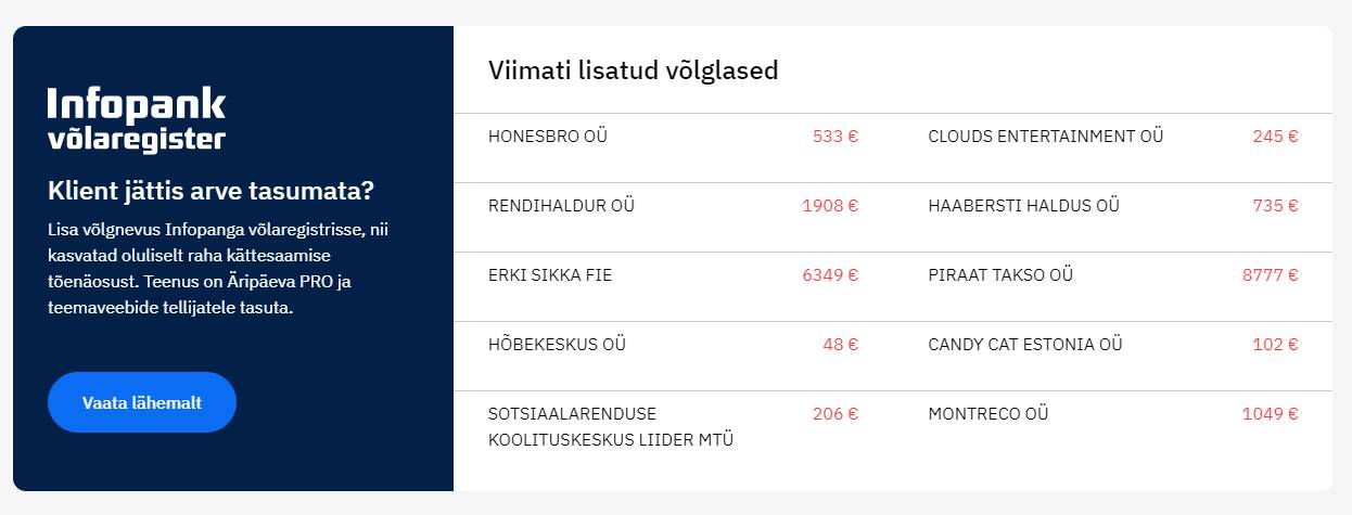 Lisa oma võlglased.