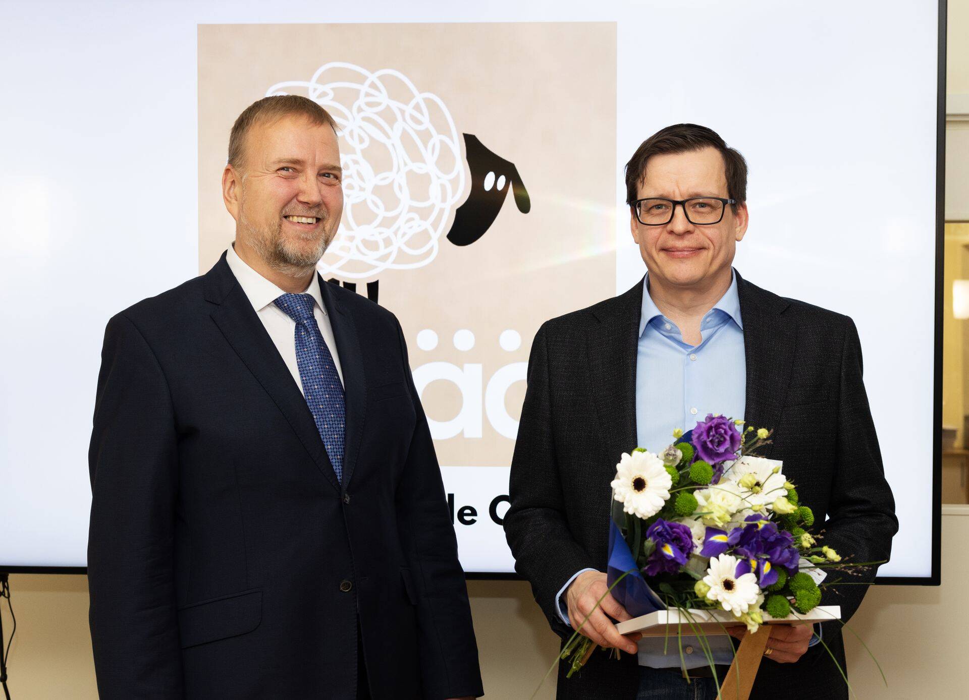 Pildil Patendiameti peadirektor Margus Viher ja Villatoode OÜ asutaja Sander Veskimeister.