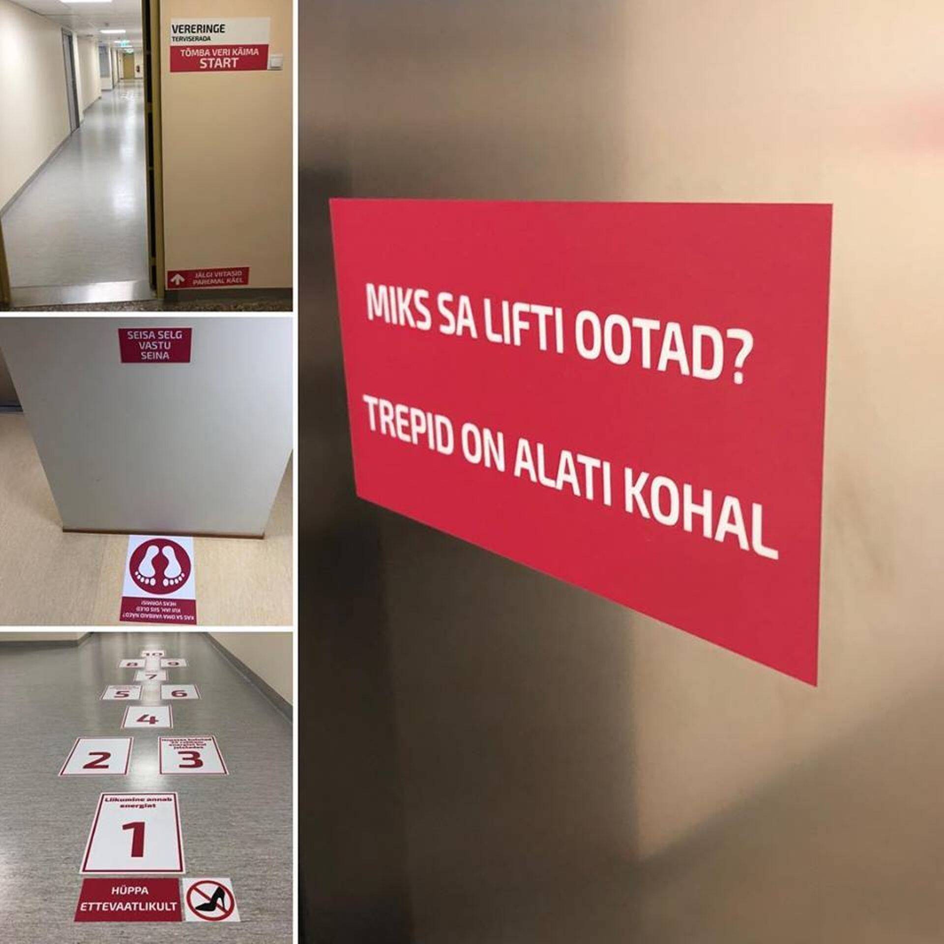 Ädala tänava verekeskuse siseterviserajal „Vereringe“ soovitatakse vähem kasutada lifti ja rohkem käia trepist.