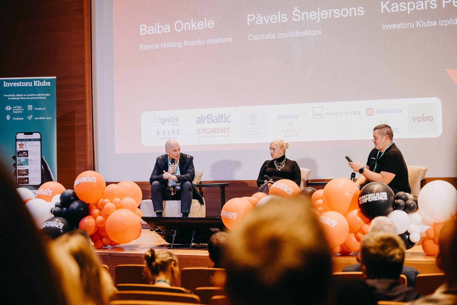 Pāvels Šnejersons, Capitalia izpilddirektors, Baiba Onkele, Storent Holding finanšu direktore un Kaspars Peisenieks, Investoru Kluba izpilddirektors