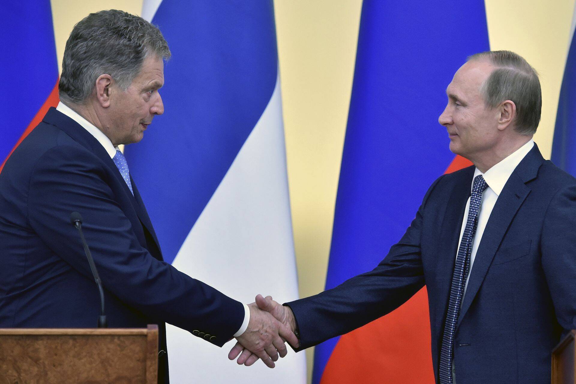 Soome president Sauli Niinistö ja Venemaa president Vladimir Putin ühisel pressikonverentsil