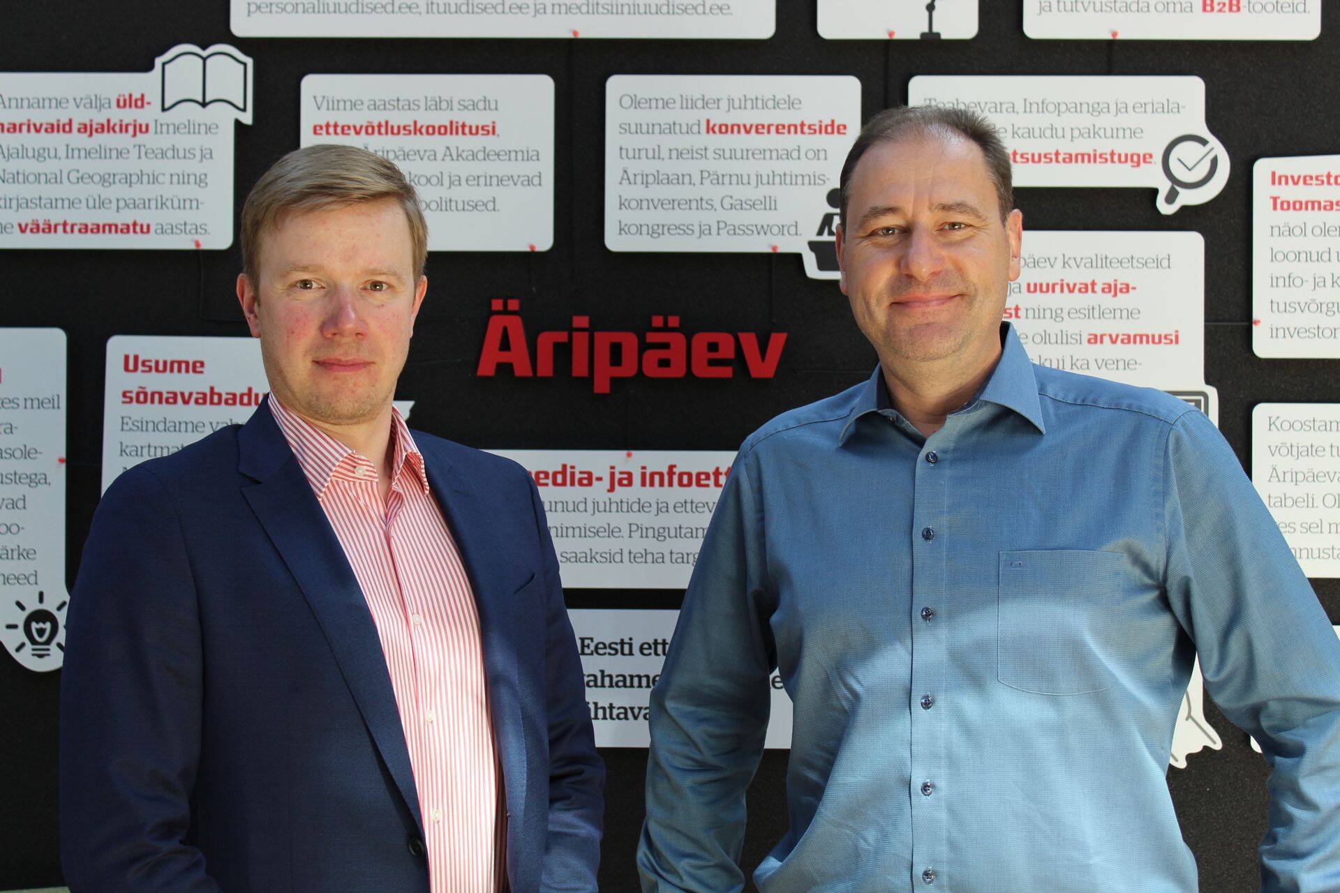 Vasakul Rail Baltic Estonia juht Anvar Salomets ja paremal Triniti advokaadibüroo partner Tõnis Tamme, kes rääkisid Rail Balticu suurimatest hangetest käesoleval aastal ja maade omandamisega seotud väljakutsetest.