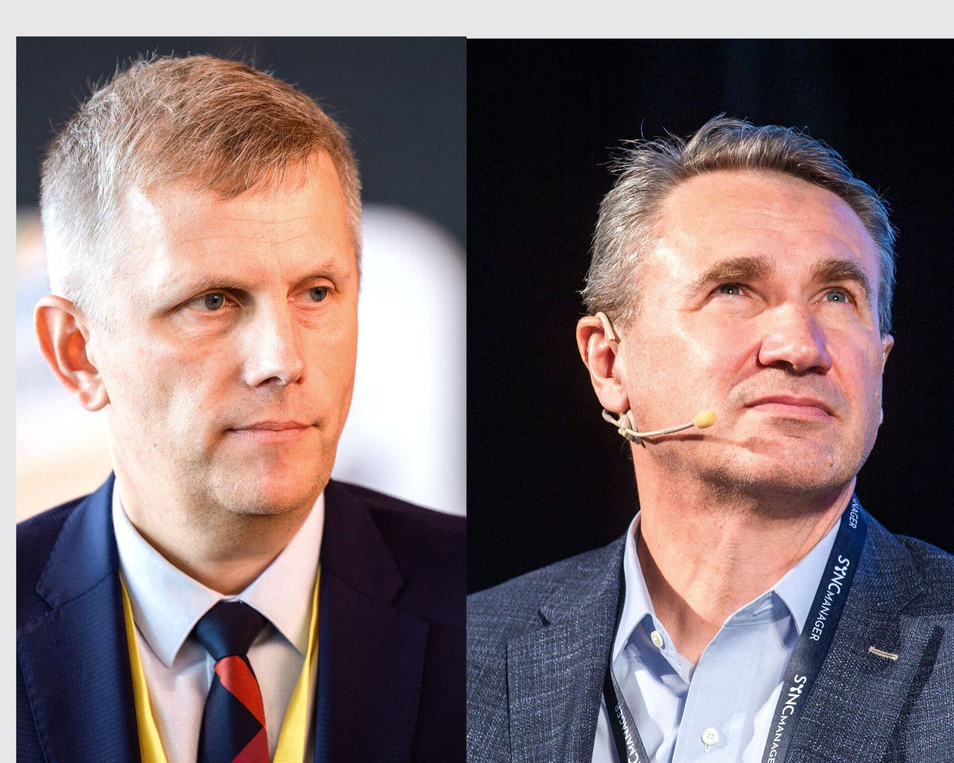 Kaubamaja juht Erkki Laugus ja Põldma Kaubanduse omanik Heinar Põldma