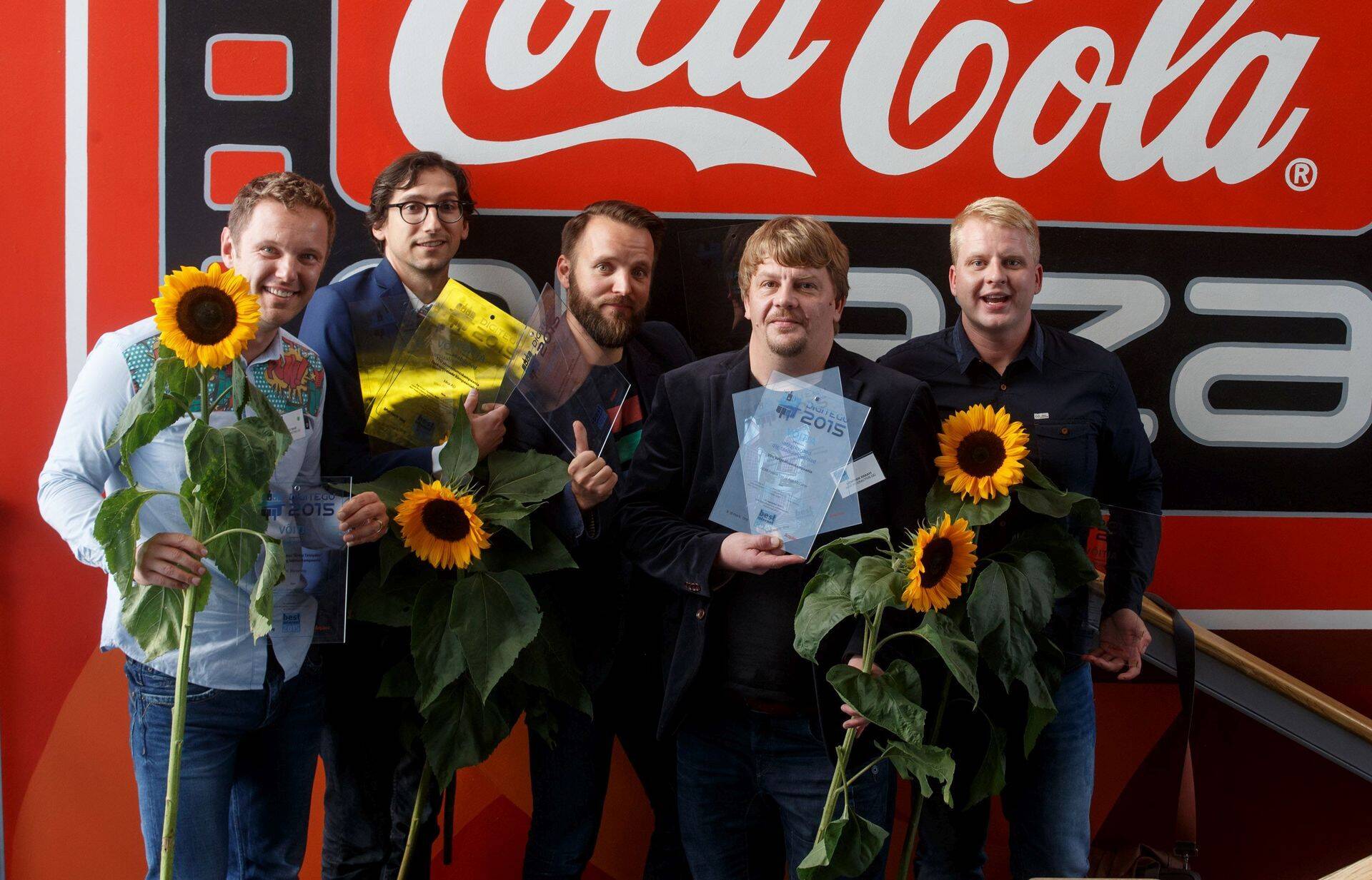 Digitegu 2015 võitjad: Marko Saue (Goal), Joao Rei (Idea), Riho Pihelpuu (ADM), Hendrek Kraavi (ADM) ja Priit Lees (Motive).