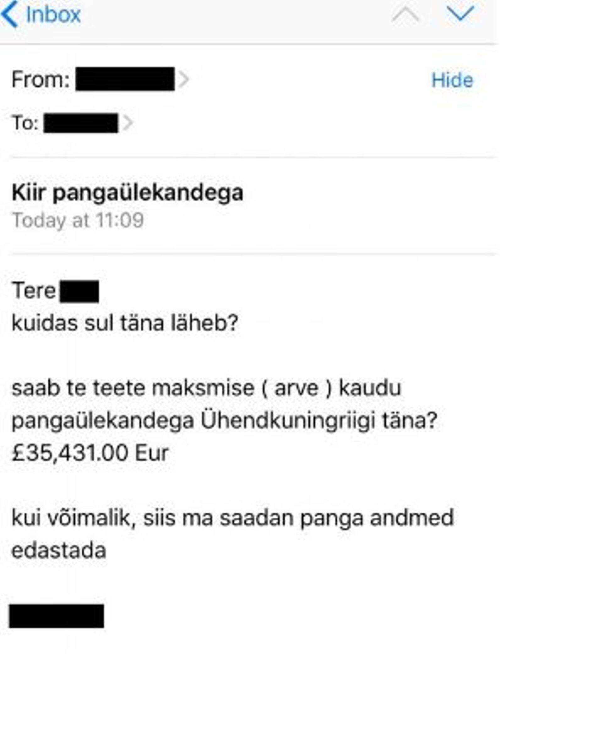 Raamatupidajatele saadetakse petukirju