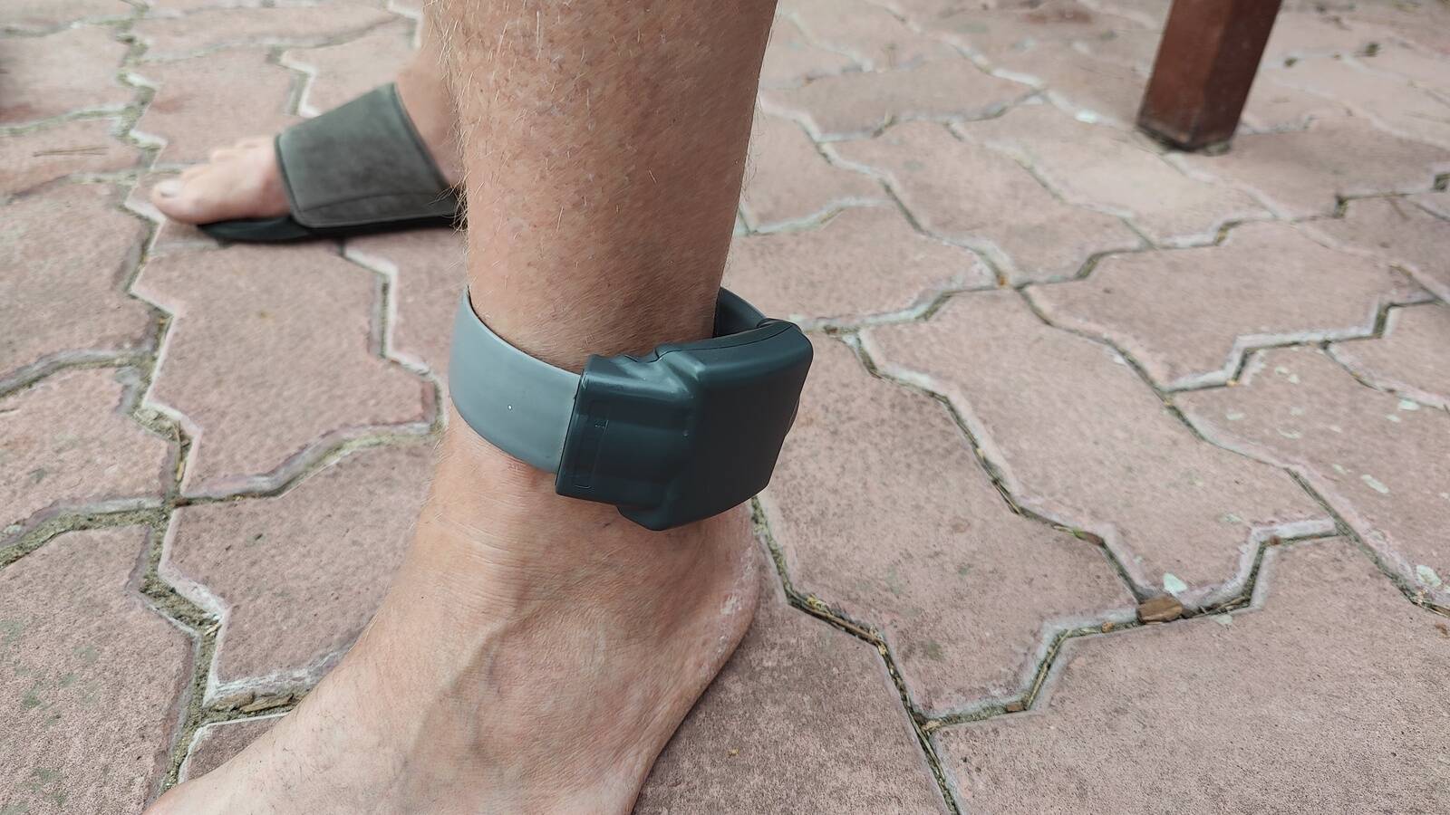 Следящий браслет позволяет свободно передвигаться, но только по территории собственного дома и участка.