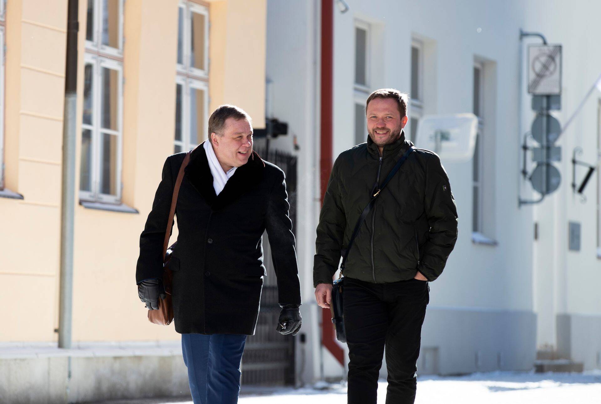 Koalitsiooni läbirääkimised jätkuvad: täna ja homme võetakse teemadeks haridus ja energeetika. Fotol vasakult Lauri Hussar ja Margus Tsahkna.