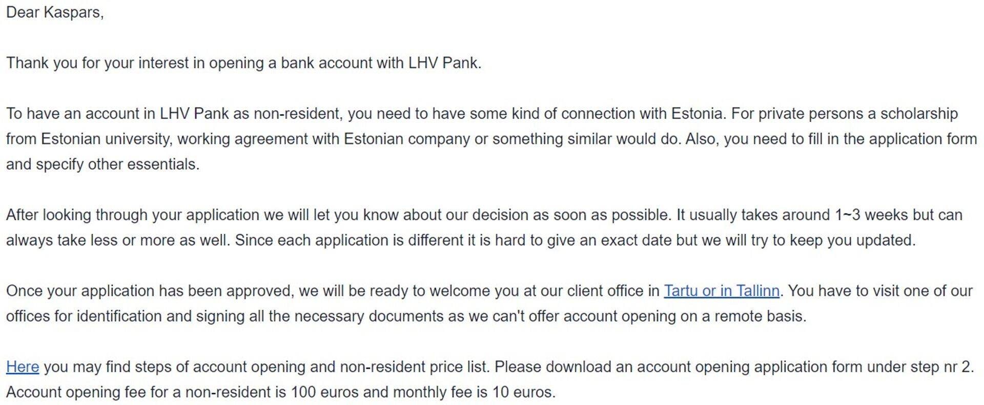 E-pasta ekrānšāviņš. Personīgais arhīvs.