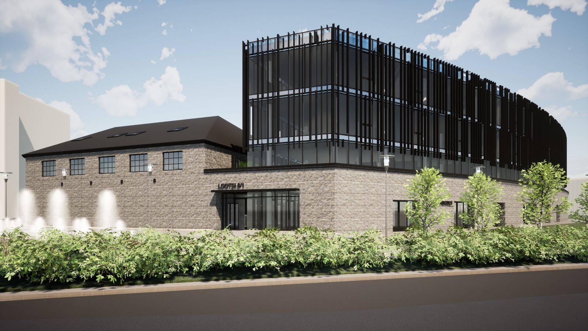 Uus büroohoone tuleb praeguste paekivist hoonete juurdeehitusena.