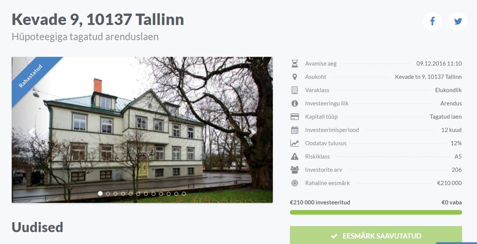 Kevade 9 sai rahastuse mullu detsembris.