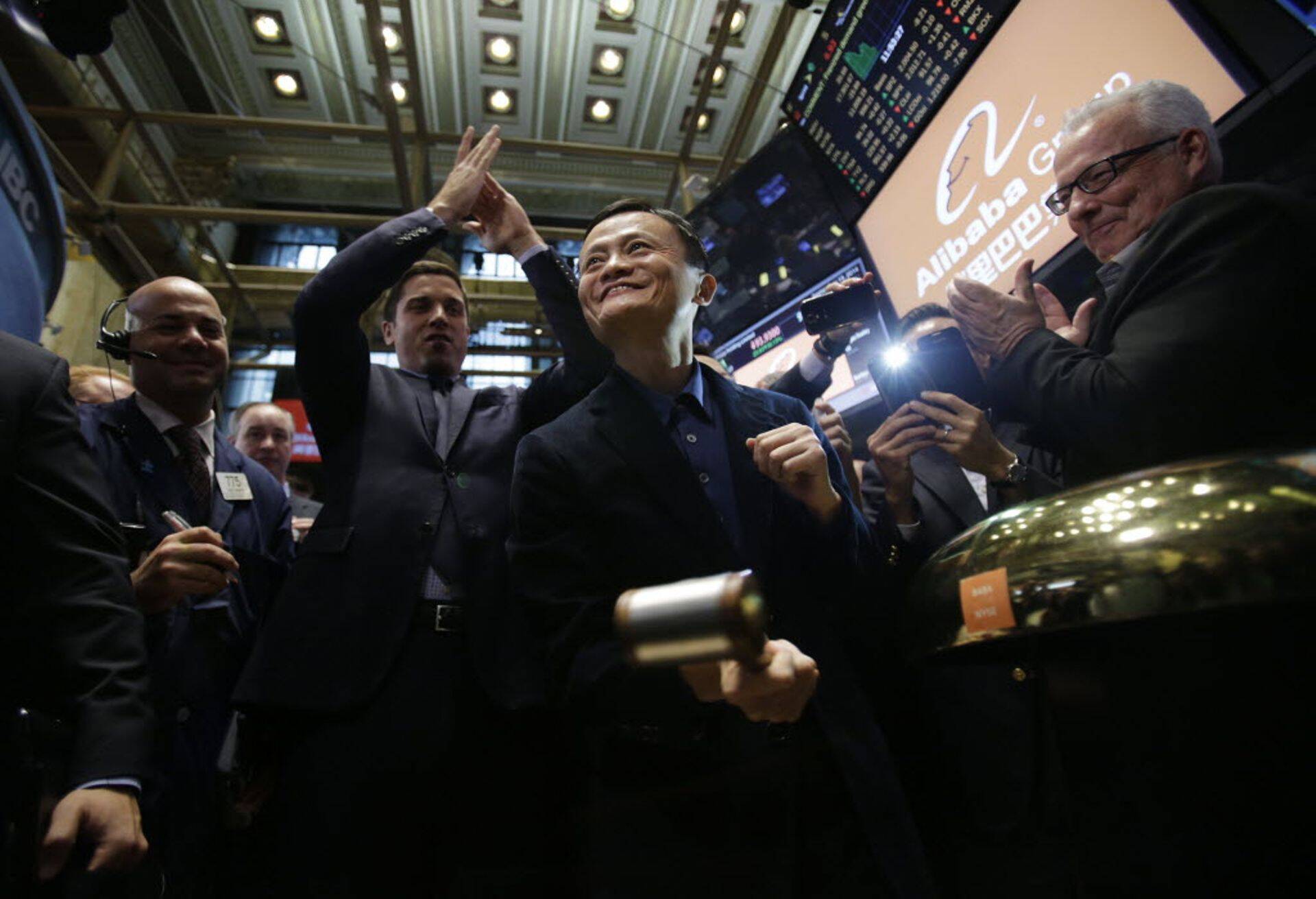 Alibaba asutaja ja juht Jack Ma tähistas ettevõtte IPOt 19. septembril New Yorgi börsi kauplemispõrandal.