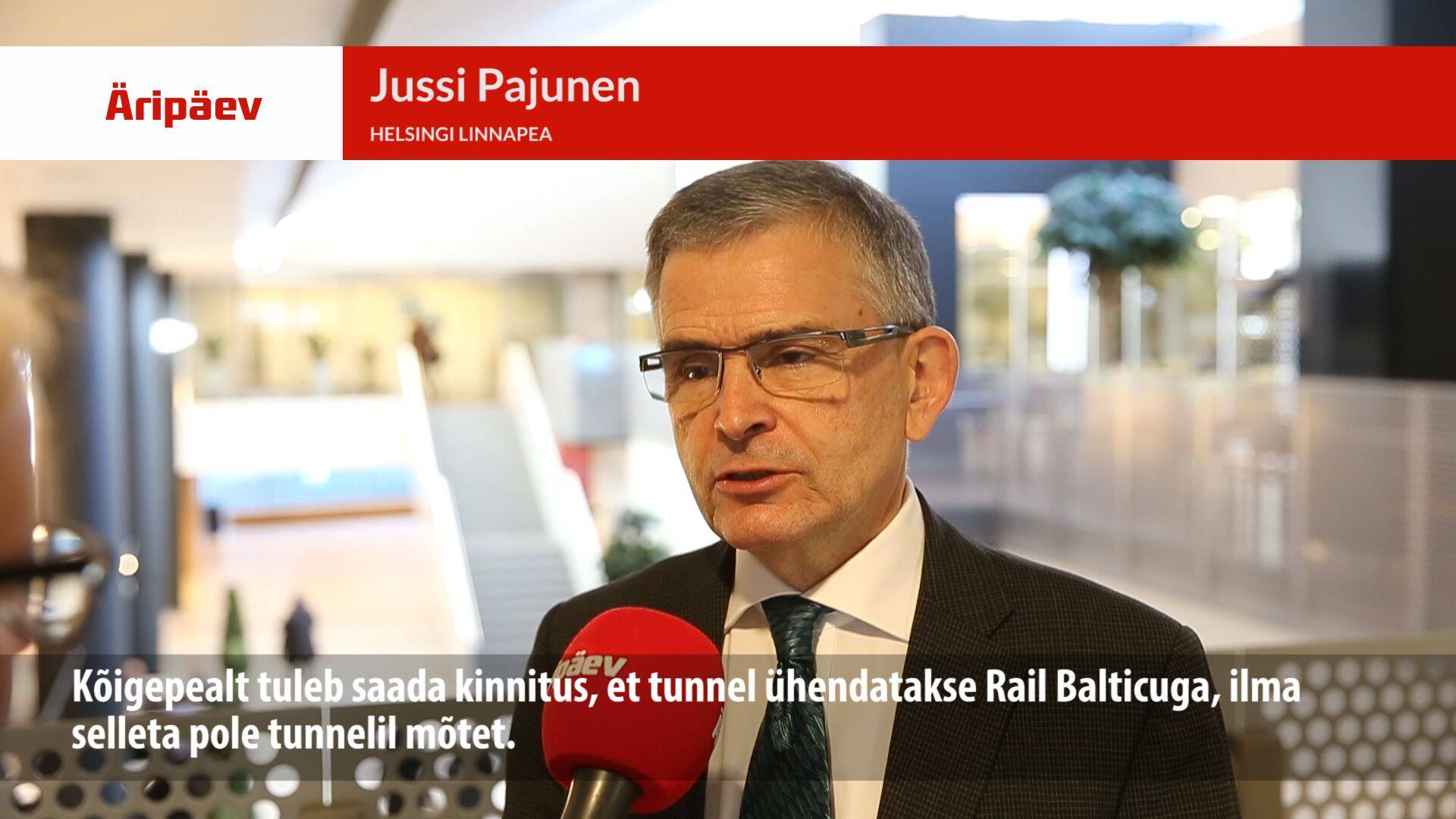 Helsingi linnapea Jussi Pajunen ütleb, et kõige tähtsam on saada tunnelile ELi rahastus.