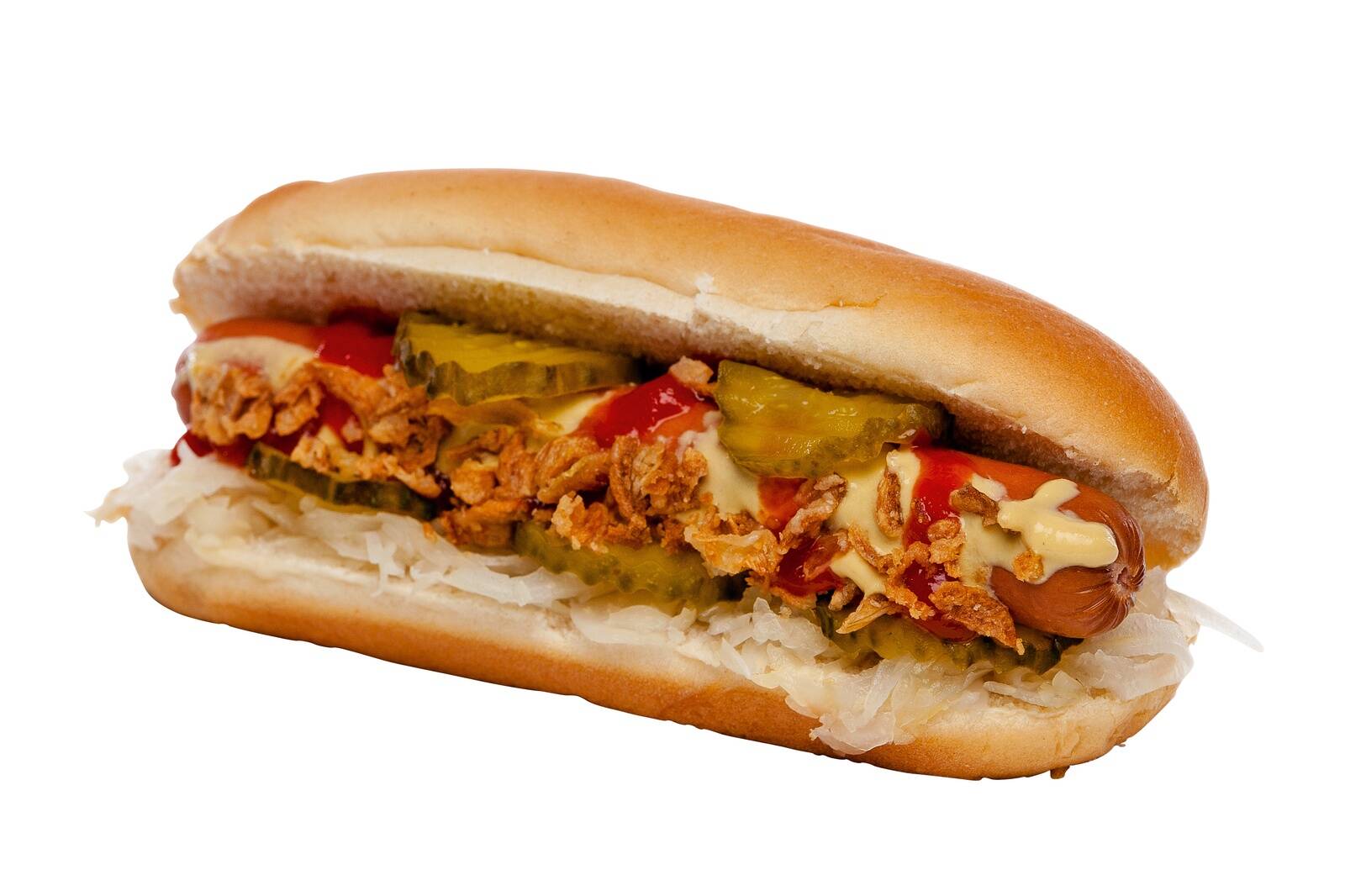 Hot dog’ile lisatakse üldjuhul sinepit, ketšupit, sibulat ja hapukurki.