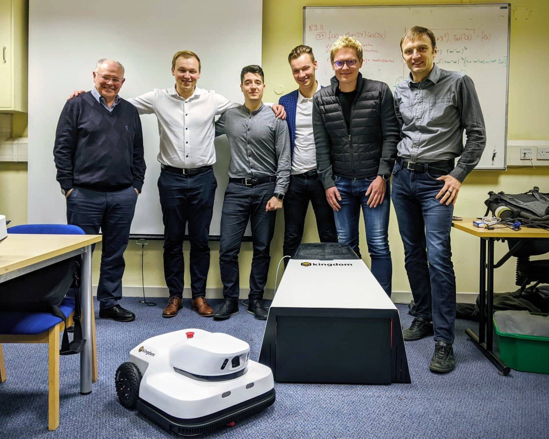 Kingdom Technologies founder and CEO Joan Kangro (second from the left) with investors. The first employee of the company Sergio Martin Yebra next to Kangro (on the right).