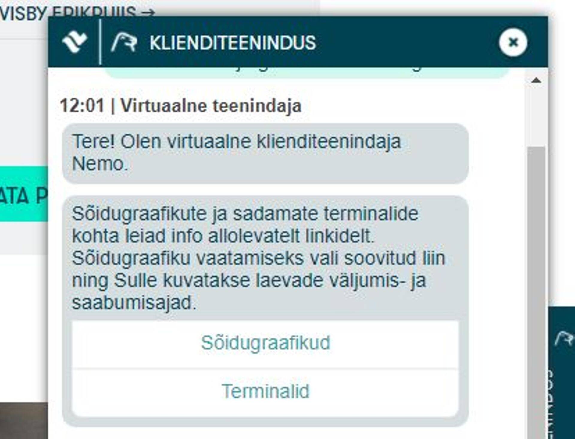 Tallinki virtuaalne klienditeenindus.