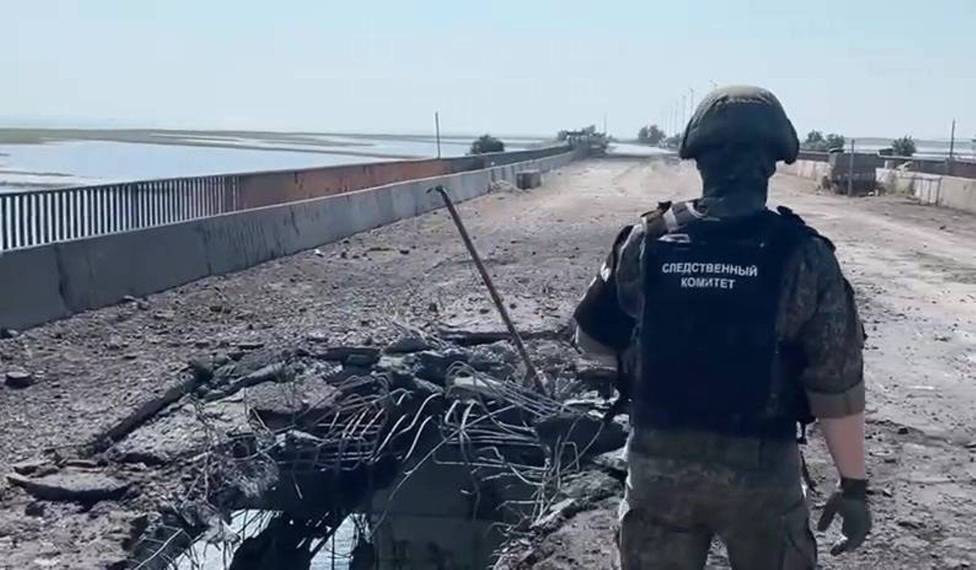 Мост на границе между Херсонской областью и Крымом в районе села Чонгар, 22 июня 2023 года.