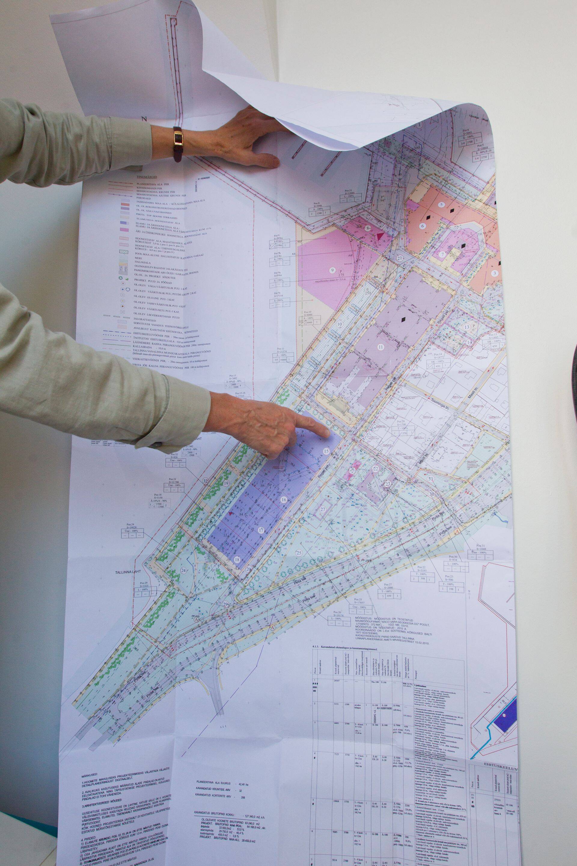 Pirita TOPi ala detailplaneering. Pildistatud Tallinna linnaplaneerimisametis.