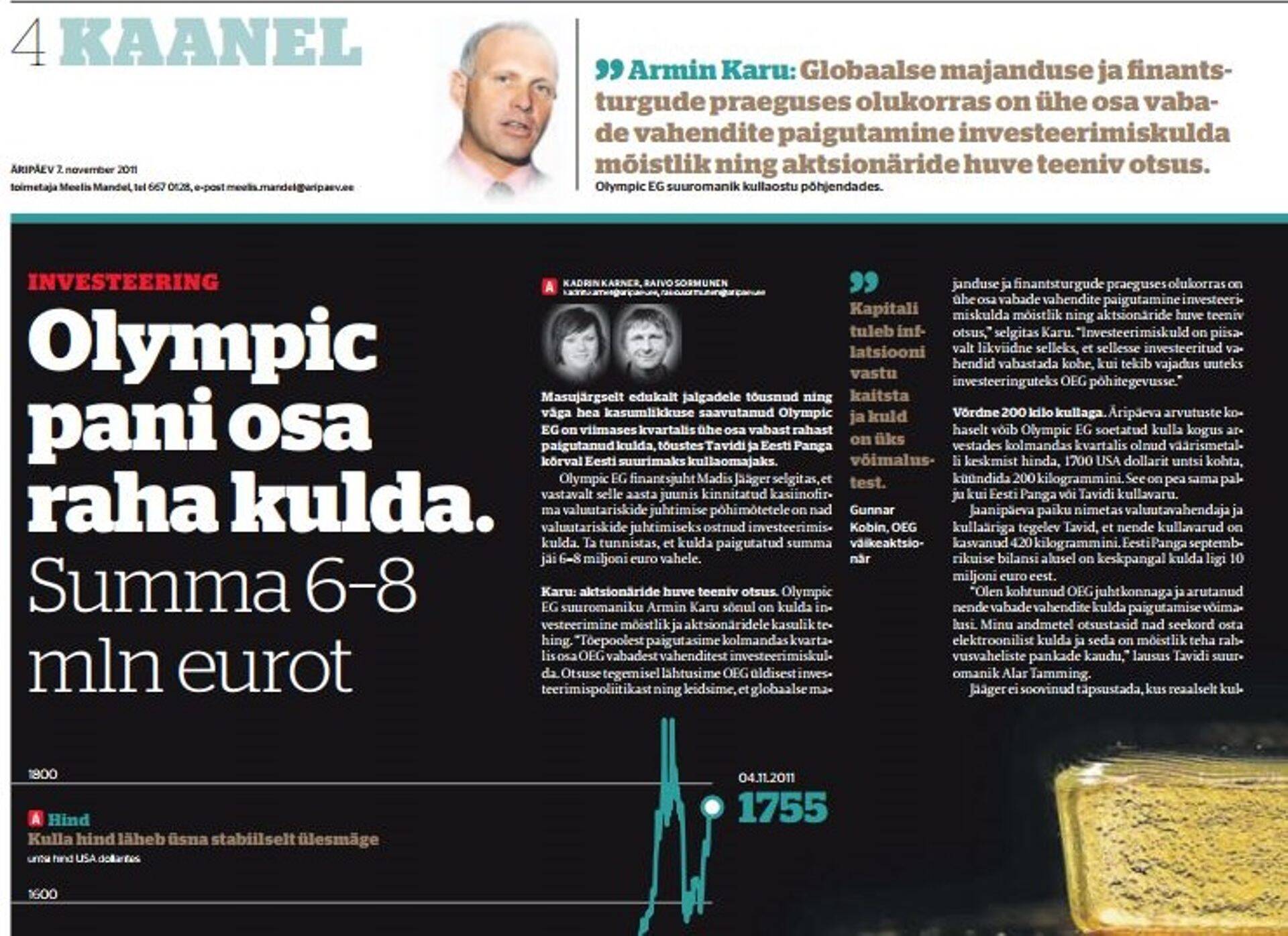 Osa 2011. aasta Äripäeva kaaneloost OEG kulla kohta.