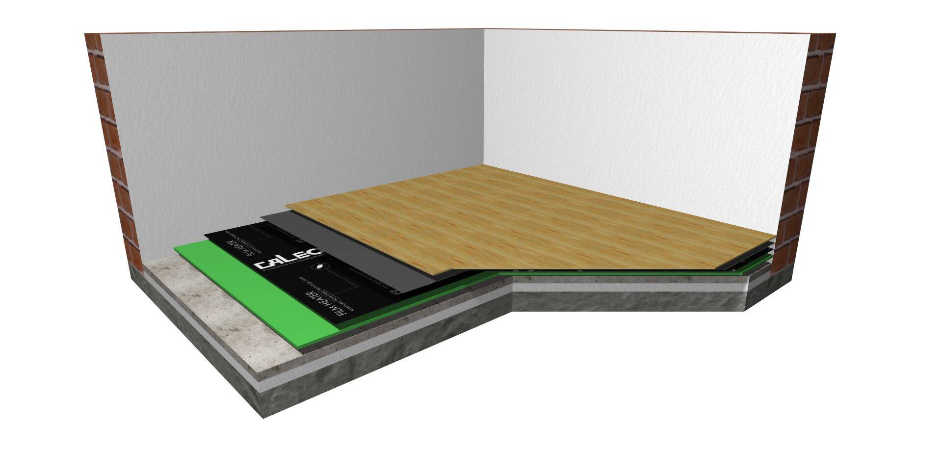 CALEO küttekile paigaldamine ei vaja varasemat
eeltööd, põranda valamist või tasandamist. Seda
saab hiljem ka aluspõrandalt lahti võtta ja uuesti
teisele põrandale paigaldada.