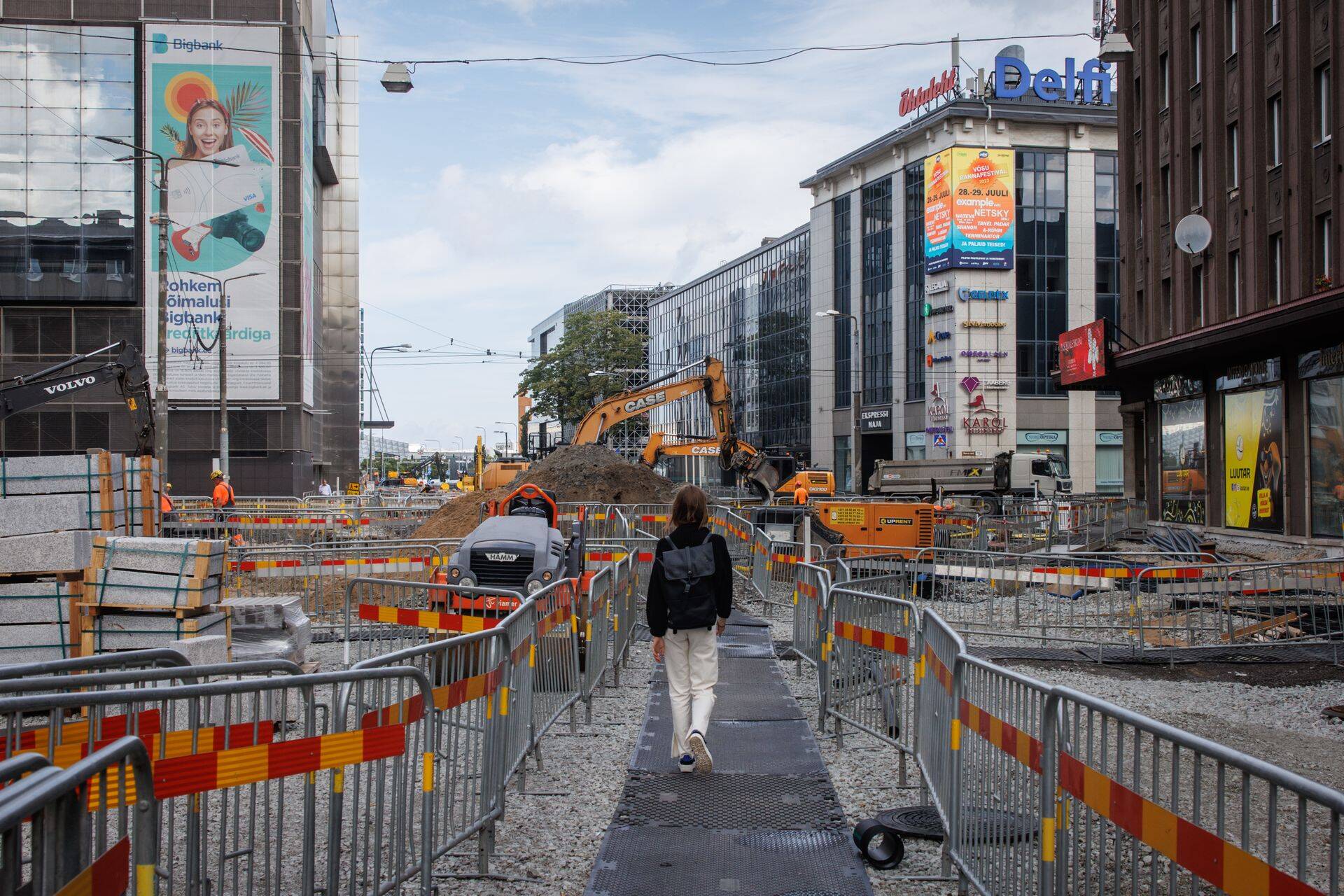 Дорожные работы в центре Таллинна.