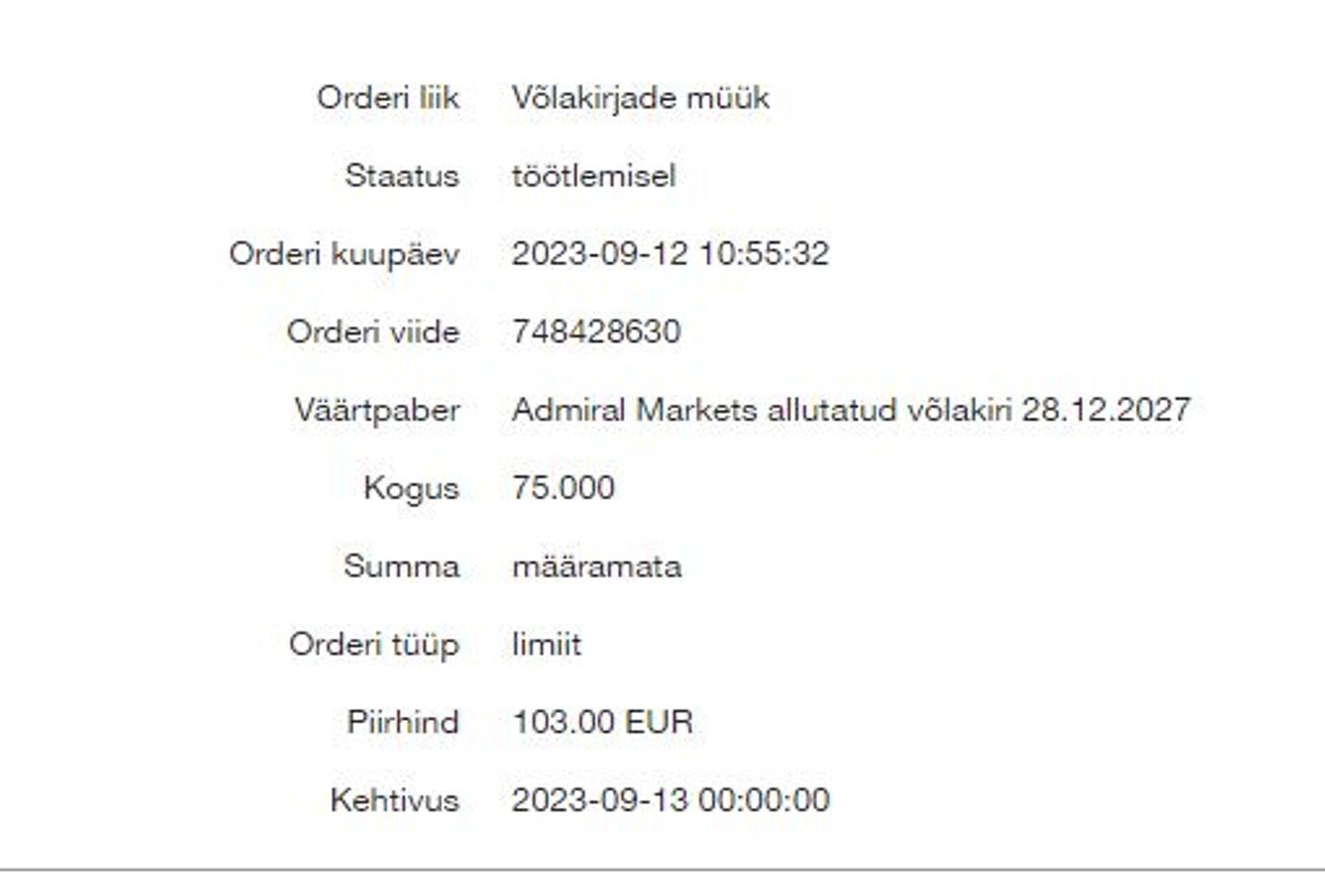 70 võlakirja sain müüdud, kuid viis võlakirja jäi veel õhku, millega pean tegelema.
