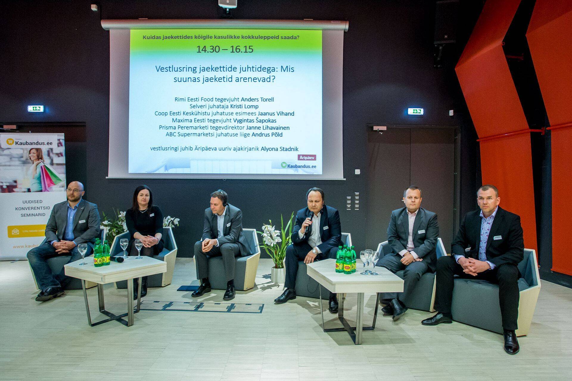 Coop Eesti Keskühistu juht Jaanus Vihand, Selveri juhataja Kristi Lomp, Rimi Eesti Food tegevjuht Anders Torell, Maxima Eesti tegevjuht Vygintas Šapokas, Prima Peremarketi tegevdirektor Janne Lihavainen, ABC Supermarkets juhatuse liige Andrus Põld