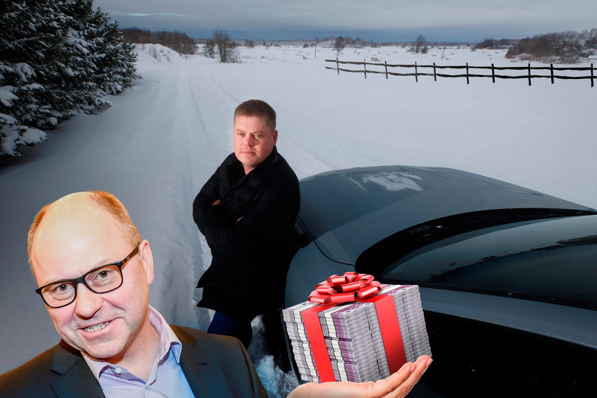 Ärimehele Aivo Pärnale (all vasakul) kukkus kätte justkui varajane jõulukingitus. Kohtutäituri oksjonil osalenud kinnisvaraarendaja Heiti Salumets (paremal) läks liiga uljaks ning Pärn nõuab temalt seetõttu nüüd hiigelsummat.