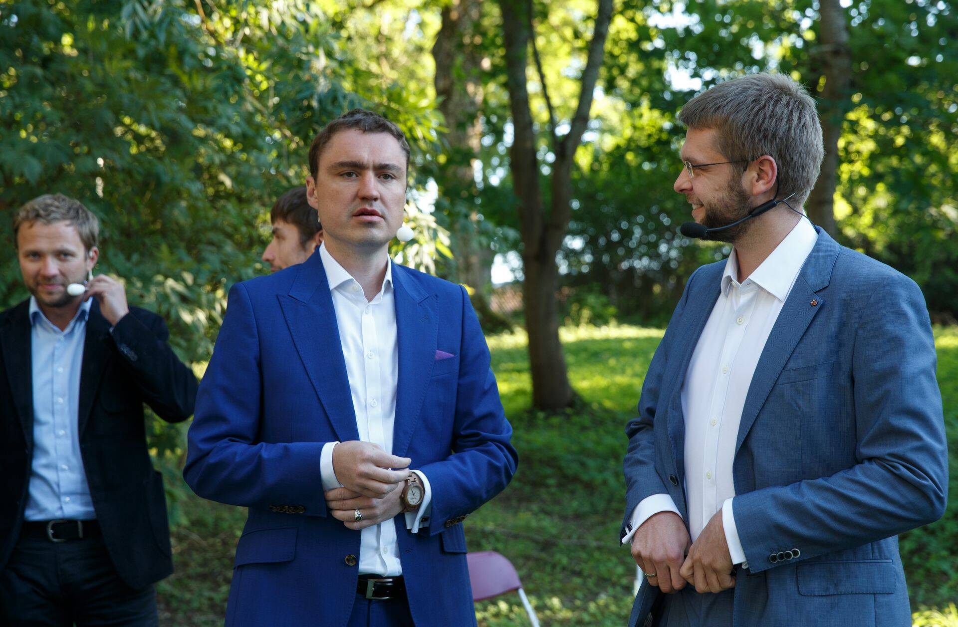 Kolm võimuerakonna liidrit Margus Tsahkna (IRL), Taavi Rõivas (Reform) ja Jevgeni Ossinovski (SDE) suvises Paides arvamusfestivalil
