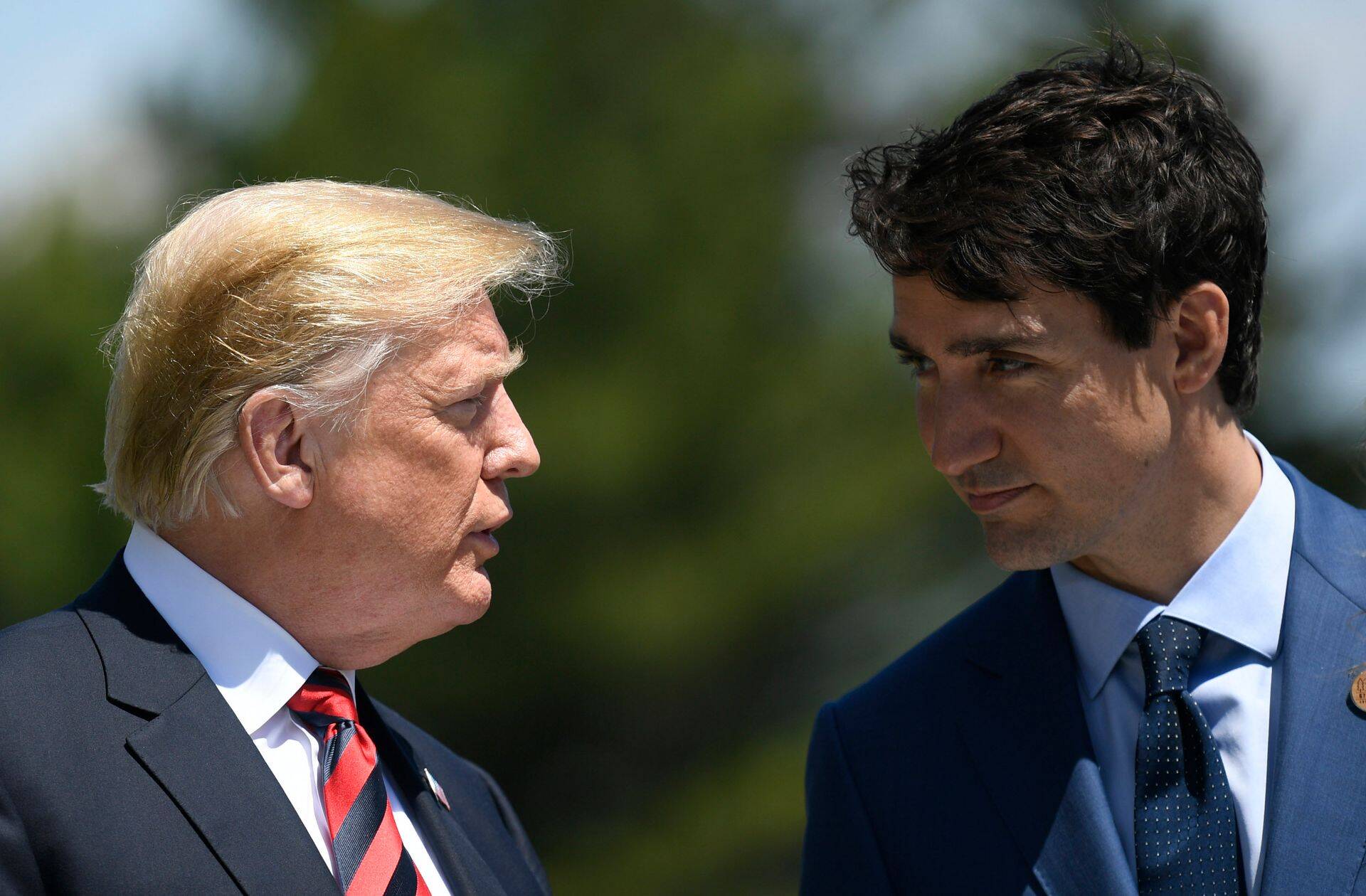 USA president Trump ja Kanada peaminister Trudeau tervitamas üksteist G7 kohtumisel 2018. aasta juunis.