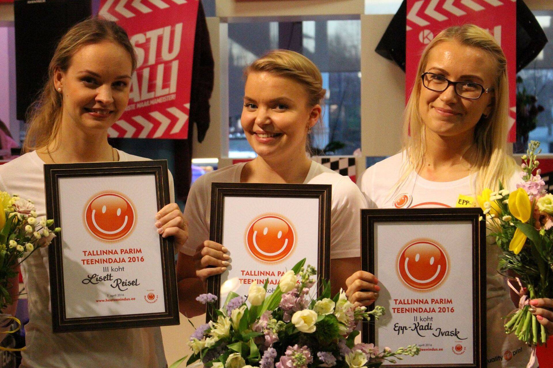 Tallinna parim teenindaja 2016 on Anu Ehrlich, Põldma Kaubanduse AS, II koht Epp-Kadi Ivask, Põldma Kaubanduse AS ja III koht Lisett Reisel, Swedbank AS