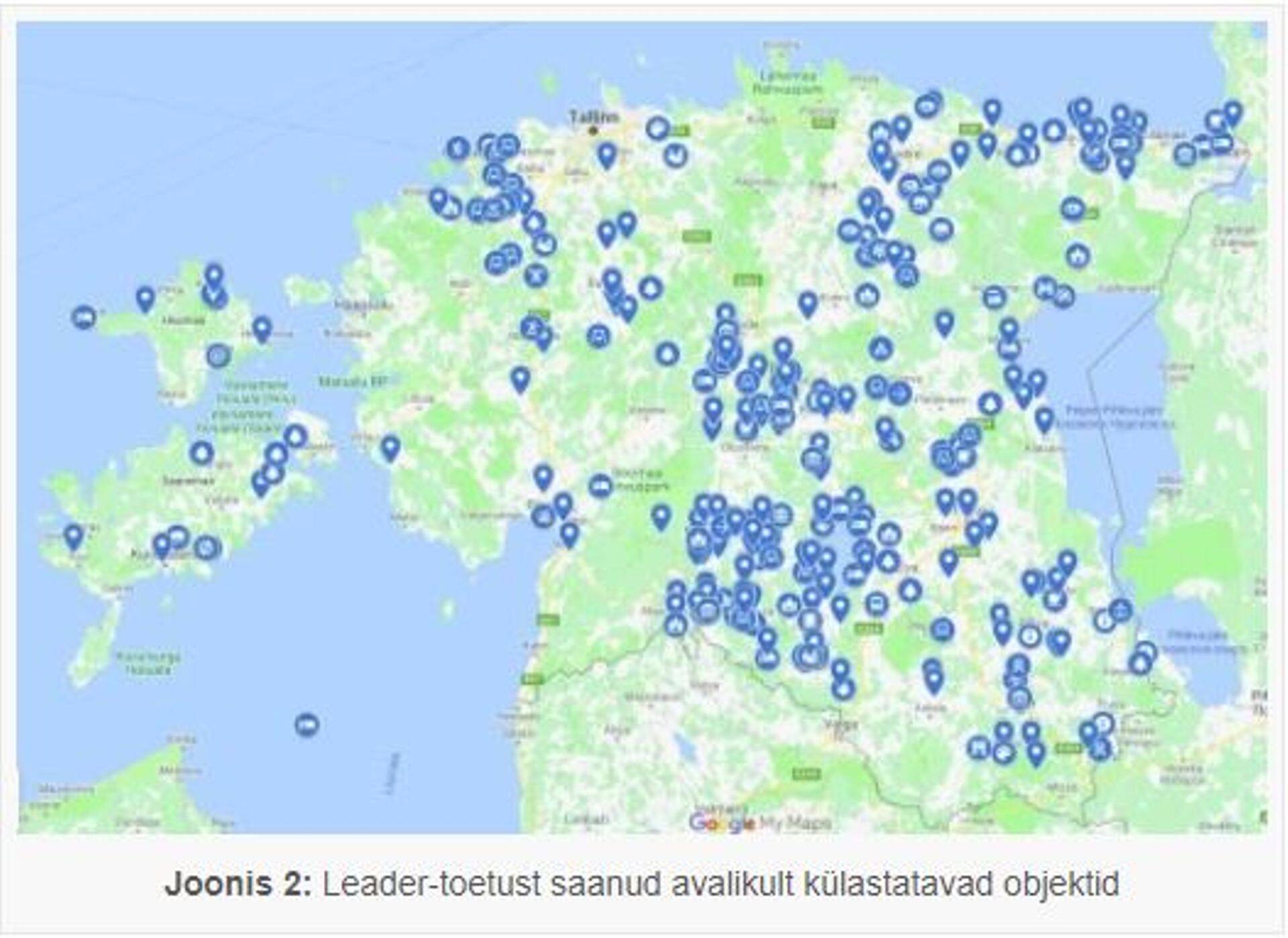 Joonis 2: Leader-toetust saanud avalikult külastatavad objektid