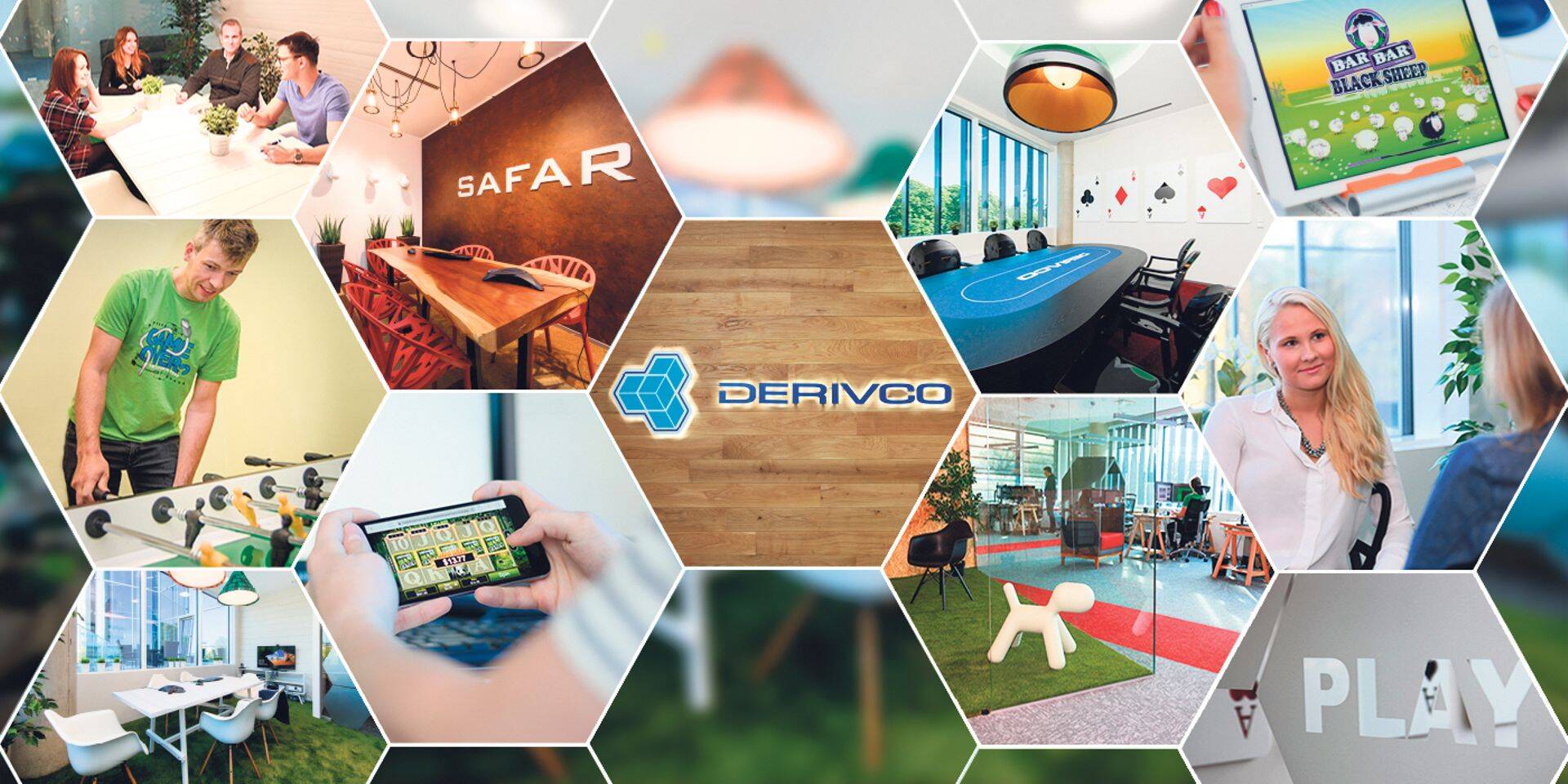 Яркий дизайн повышает настроение и намекает на хороший внутренний климат в Derivco