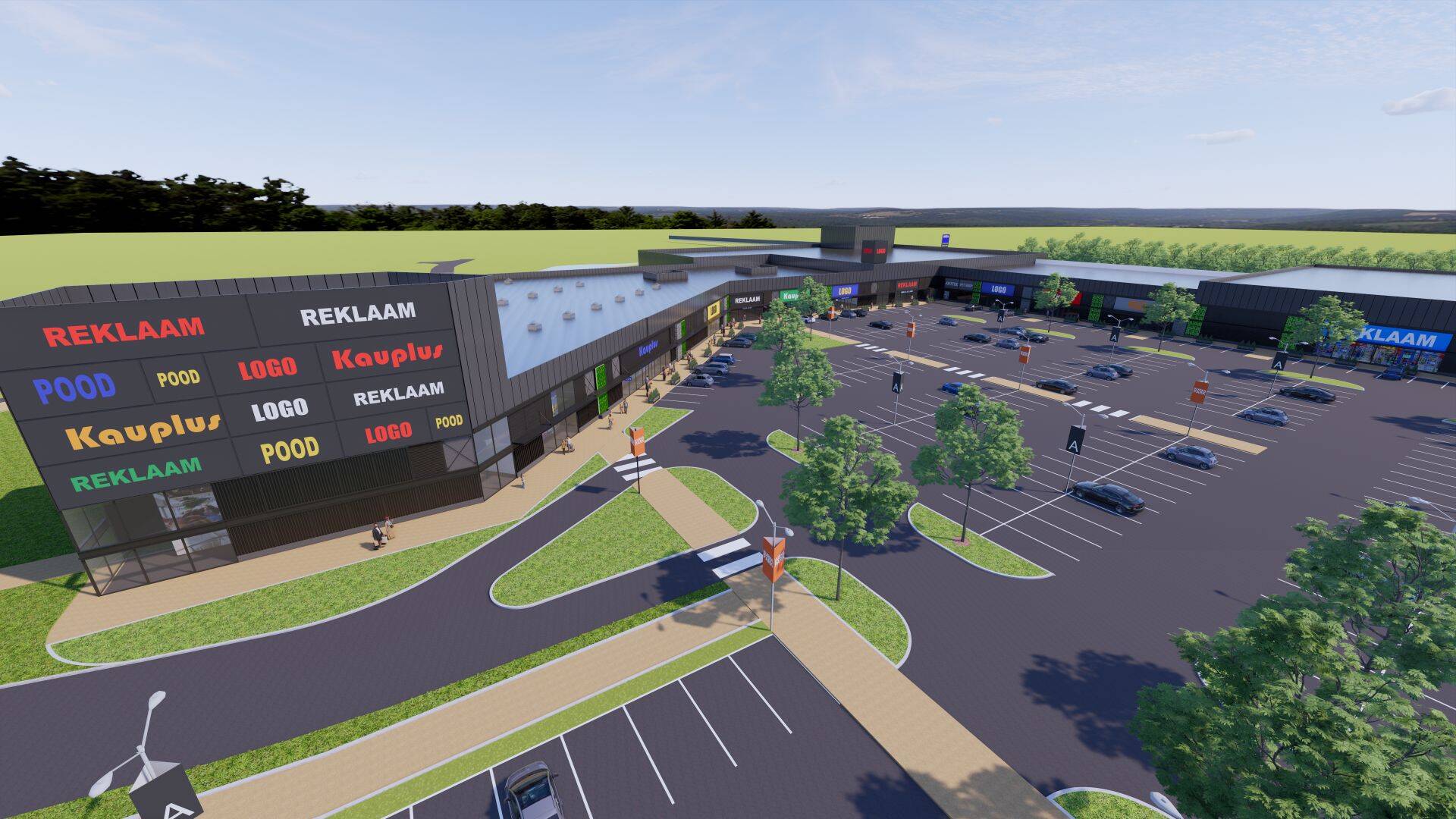 Augustiks valmiva Kurna kaubanduspargi visuaal (Foto: Tallinn Retail Park Development/Mapri Ehitus).