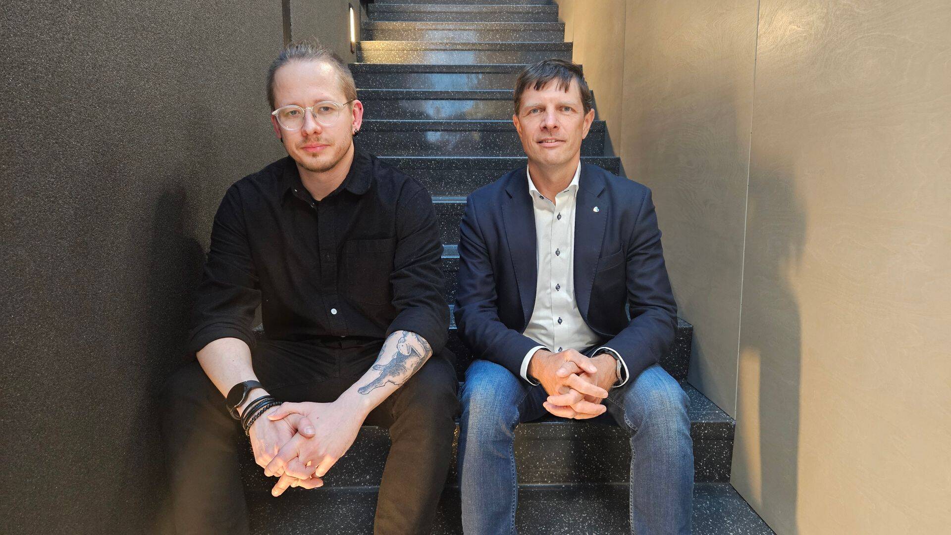 Mediahouse strateeg Roger Puks ja saatejuht Priit Kallas.