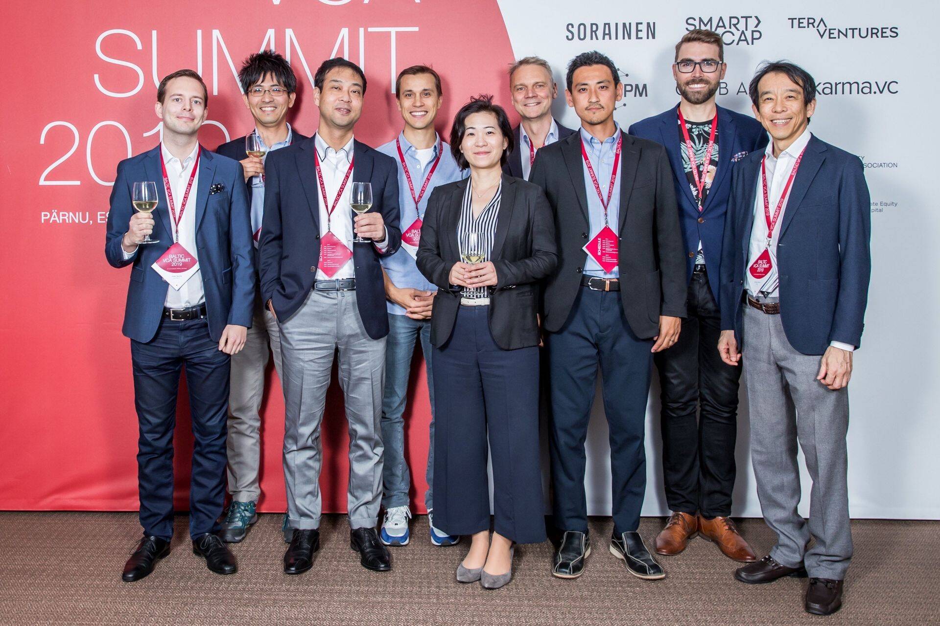 NordicNinja VC partners Rainer Sternfeld (fourth from left) and Tomasaku Sohara (third from right) belive that Japanese companies hunger for Nordic startups will recover after the corona crisis. NordicNinja VC team at the Baltic VCA Summit in Pärnu last year.